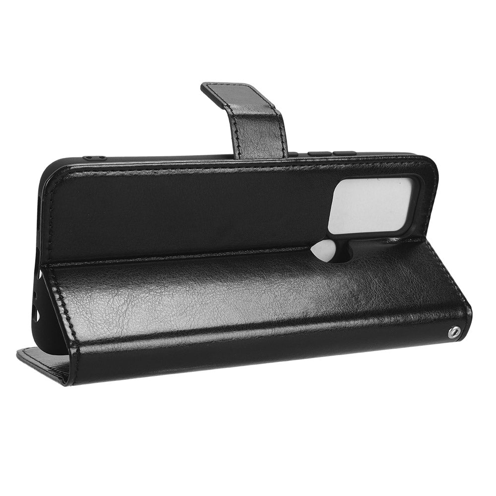 Uniqkart for Oukitel C33 Crazy Horse Texture Phone Case PU Leather Stand Wallet Cover - Black