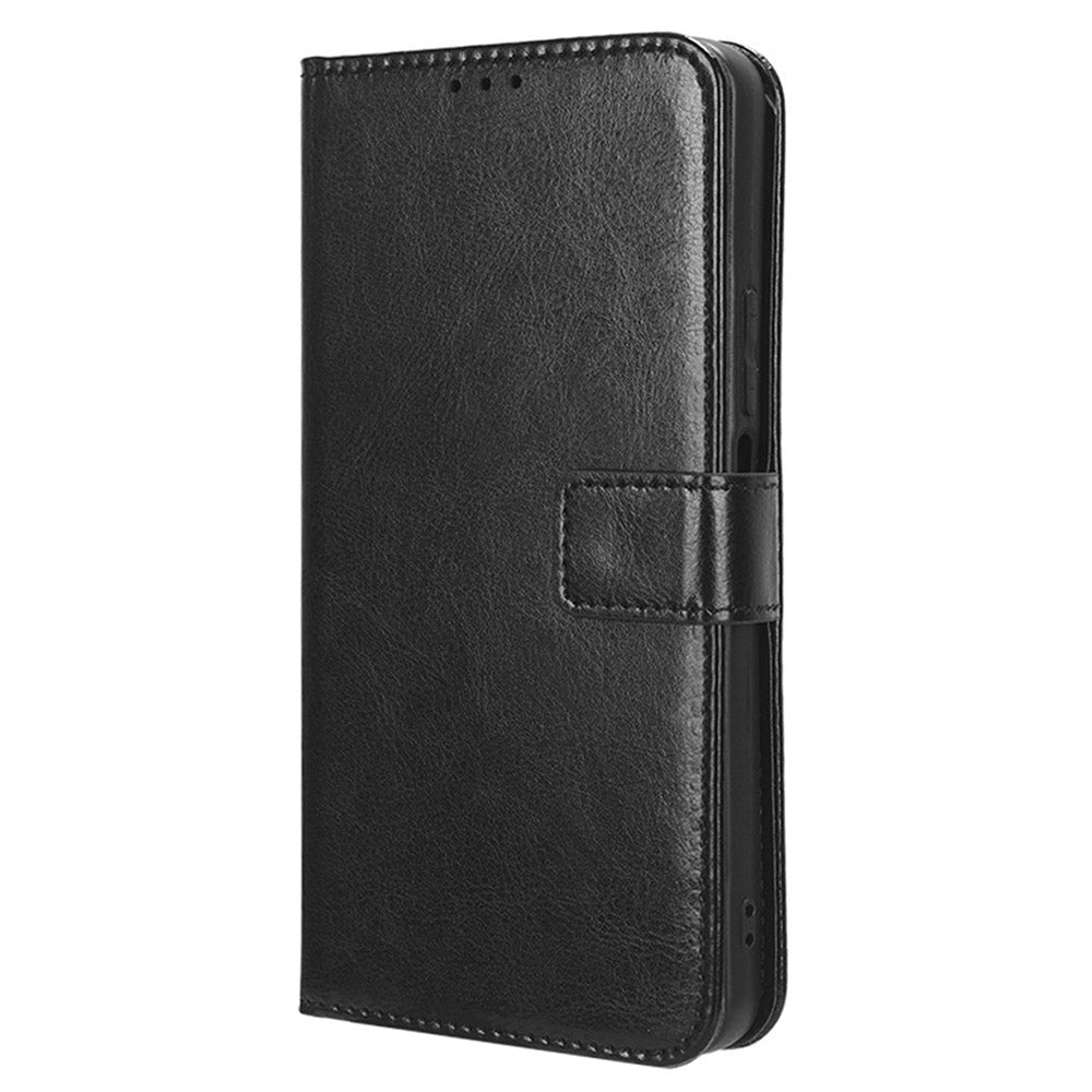 Uniqkart for Oukitel C33 Crazy Horse Texture Phone Case PU Leather Stand Wallet Cover - Black