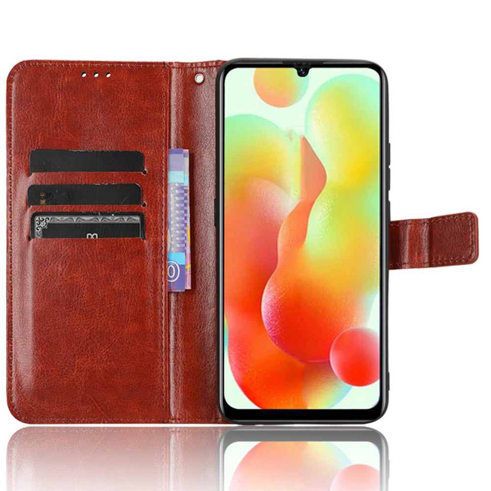 Uniqkart for Oukitel C33 Crazy Horse Texture Phone Case PU Leather Stand Wallet Cover - Brown
