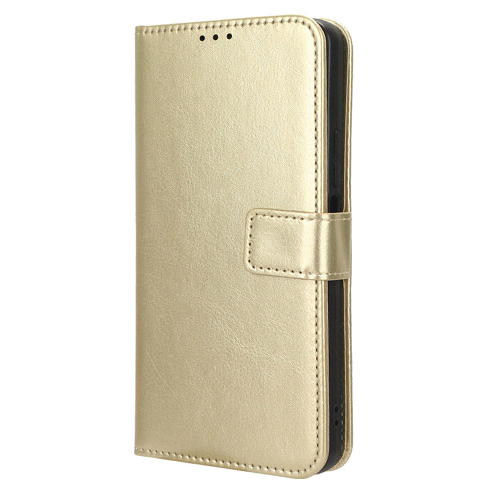 Uniqkart for Oukitel C33 Crazy Horse Texture Phone Case PU Leather Stand Wallet Cover - Gold