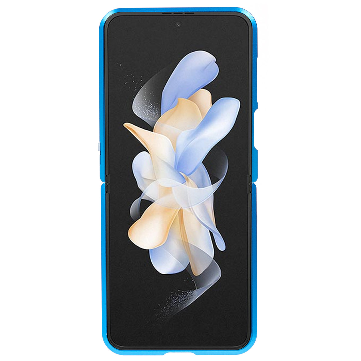 Phone Case for Samsung Galaxy Z Flip4 5G Magnetic Adsorption Metal Frame + Tempered Glass Clear Phone Cover - Blue