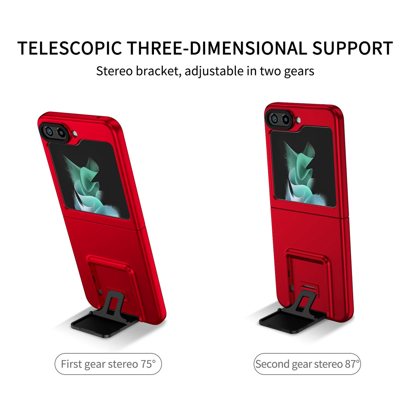Uniqkart for Samsung Galaxy Z Flip5 5G Phone Case Shockproof Hard PC Cover with Kickstand - Red