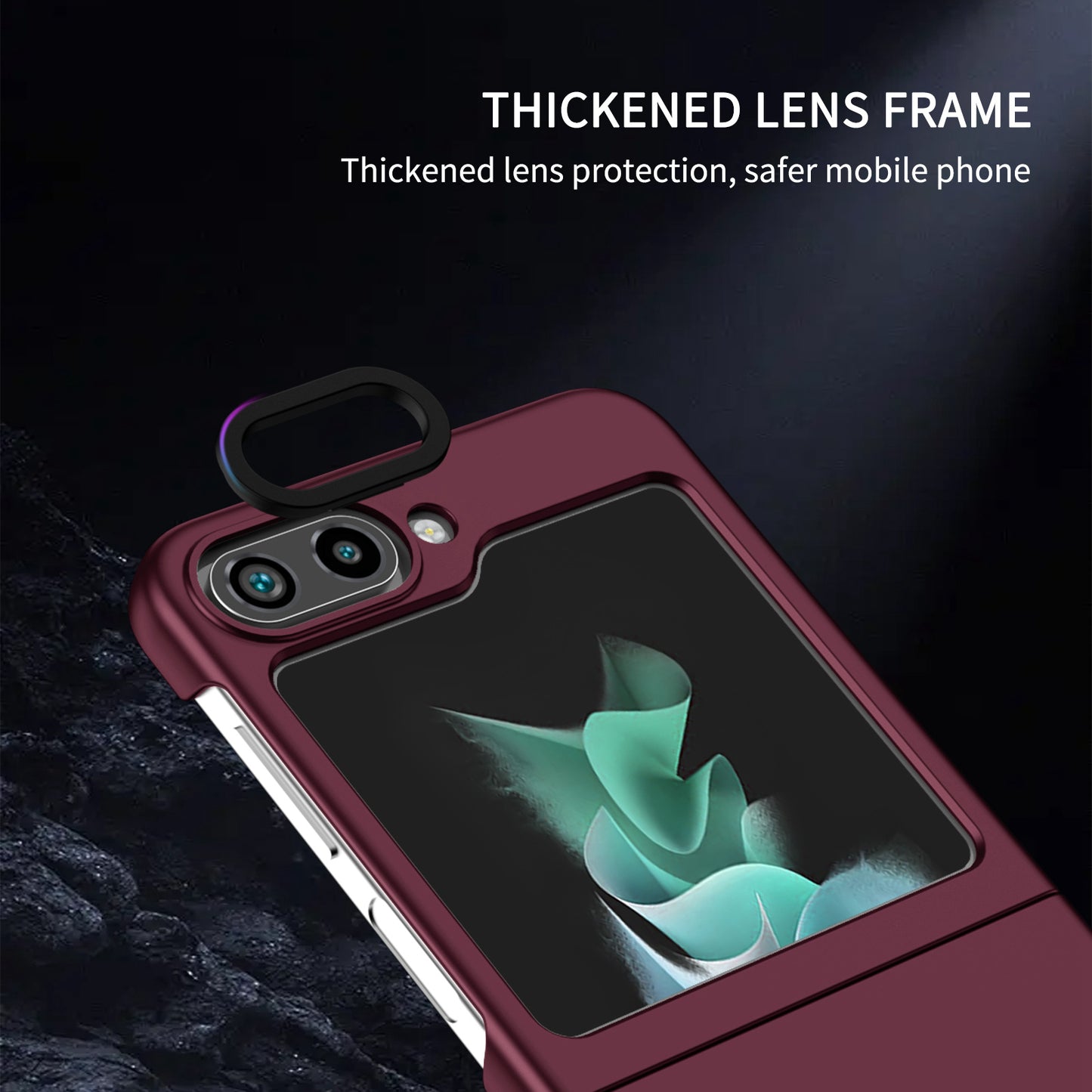 Uniqkart for Samsung Galaxy Z Flip5 5G Phone Case Shockproof Hard PC Cover with Kickstand - Wine Red