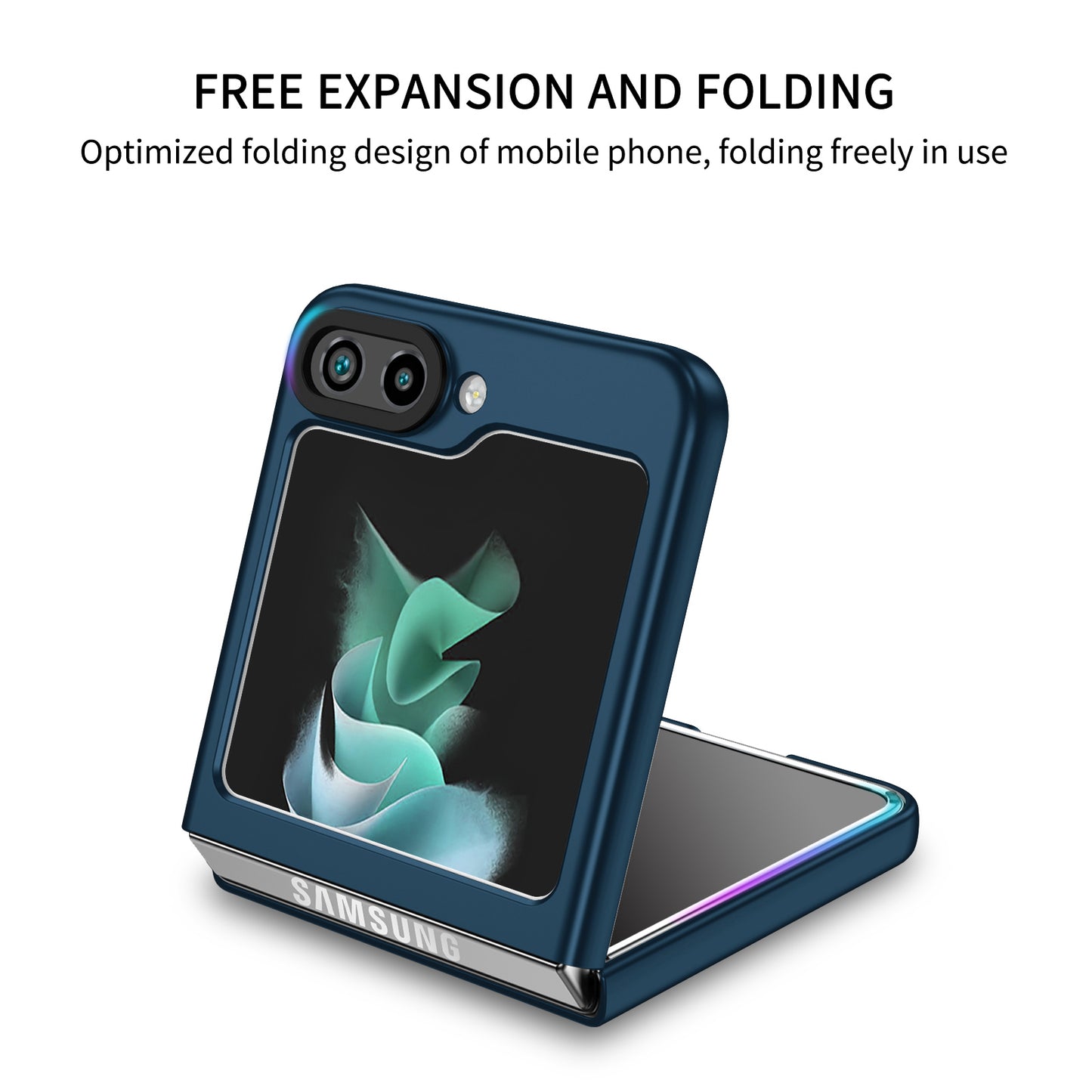 Uniqkart for Samsung Galaxy Z Flip5 5G Phone Case Shockproof Hard PC Cover with Kickstand - Blue
