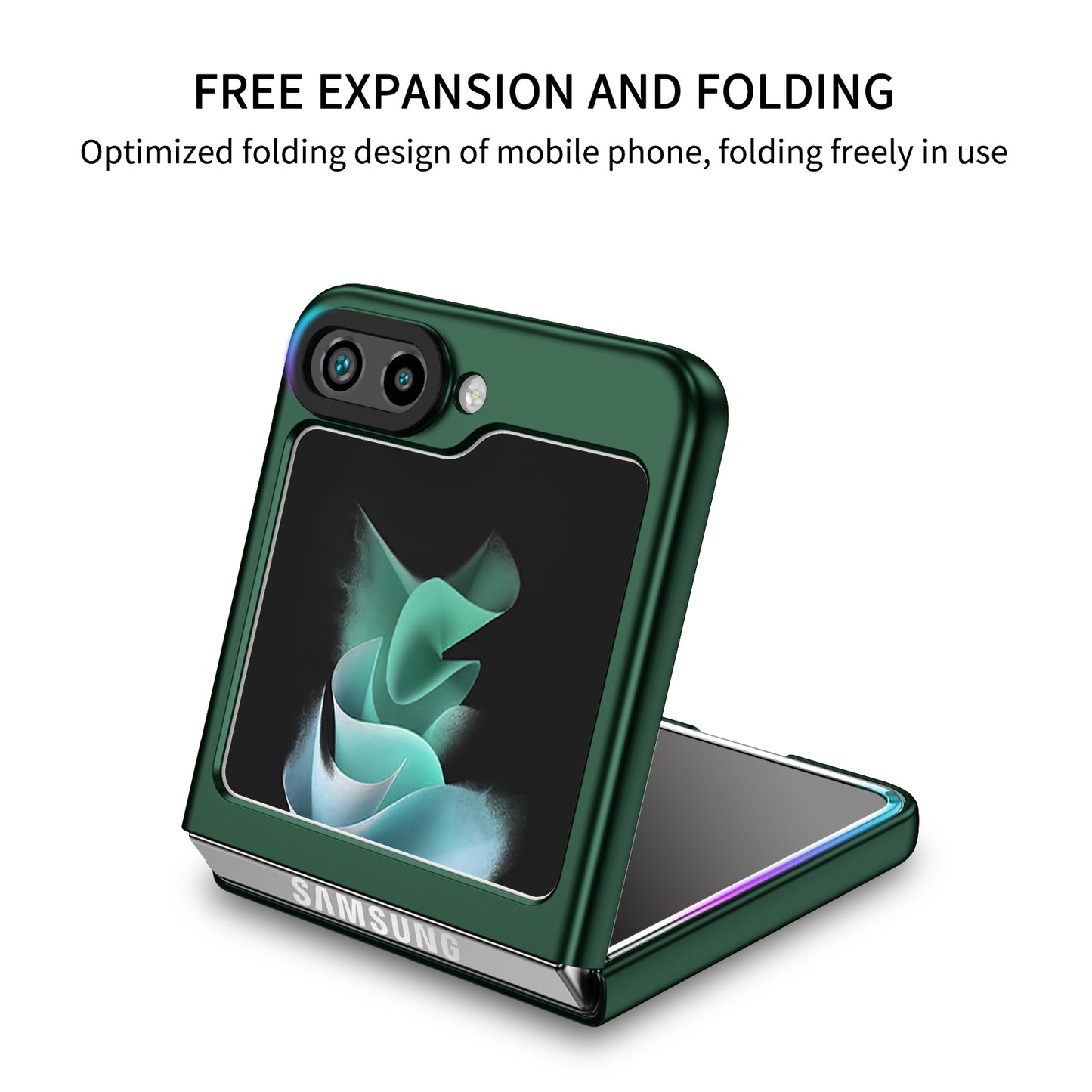 Uniqkart for Samsung Galaxy Z Flip5 5G Phone Case Shockproof Hard PC Cover with Kickstand - Green