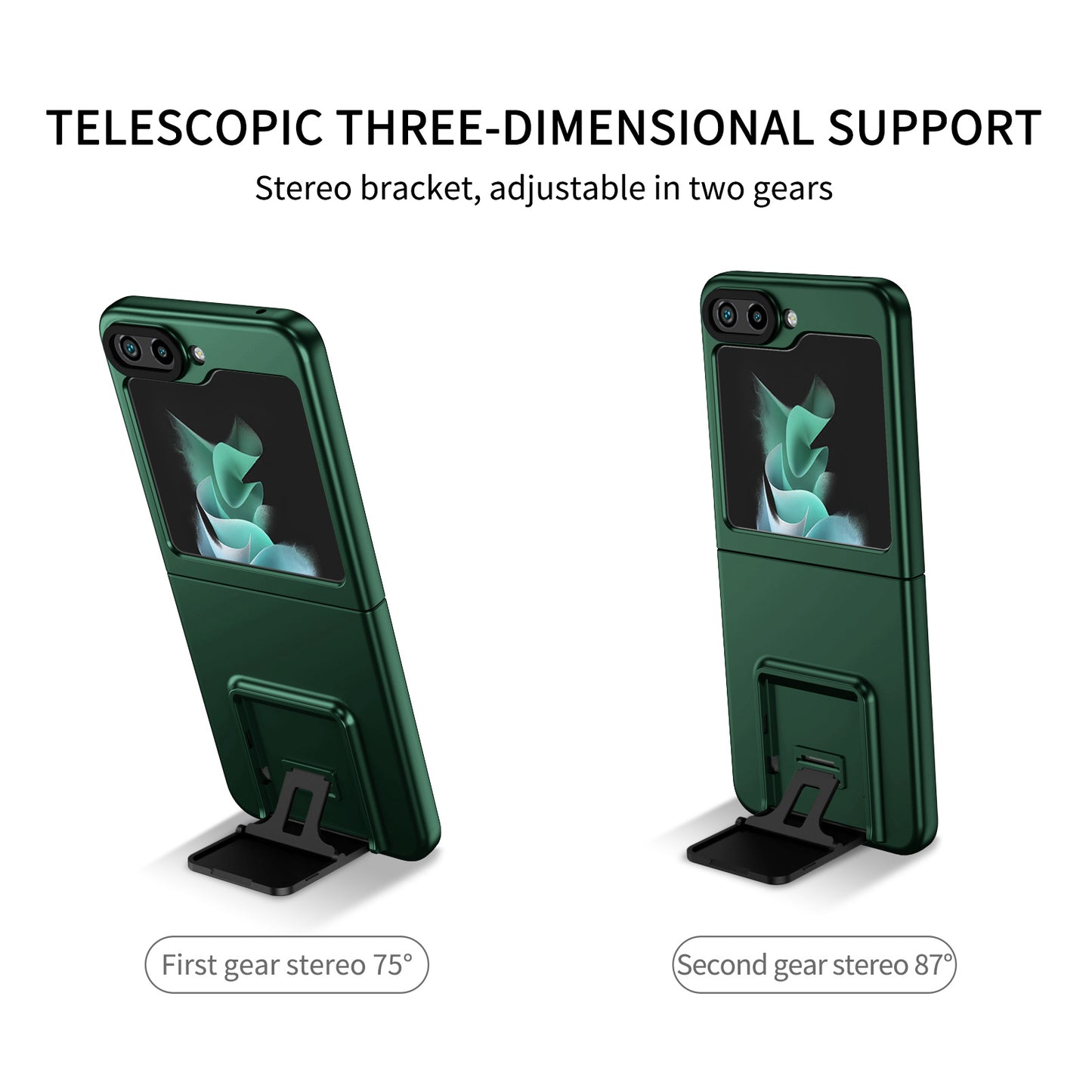 Uniqkart for Samsung Galaxy Z Flip5 5G Phone Case Shockproof Hard PC Cover with Kickstand - Green