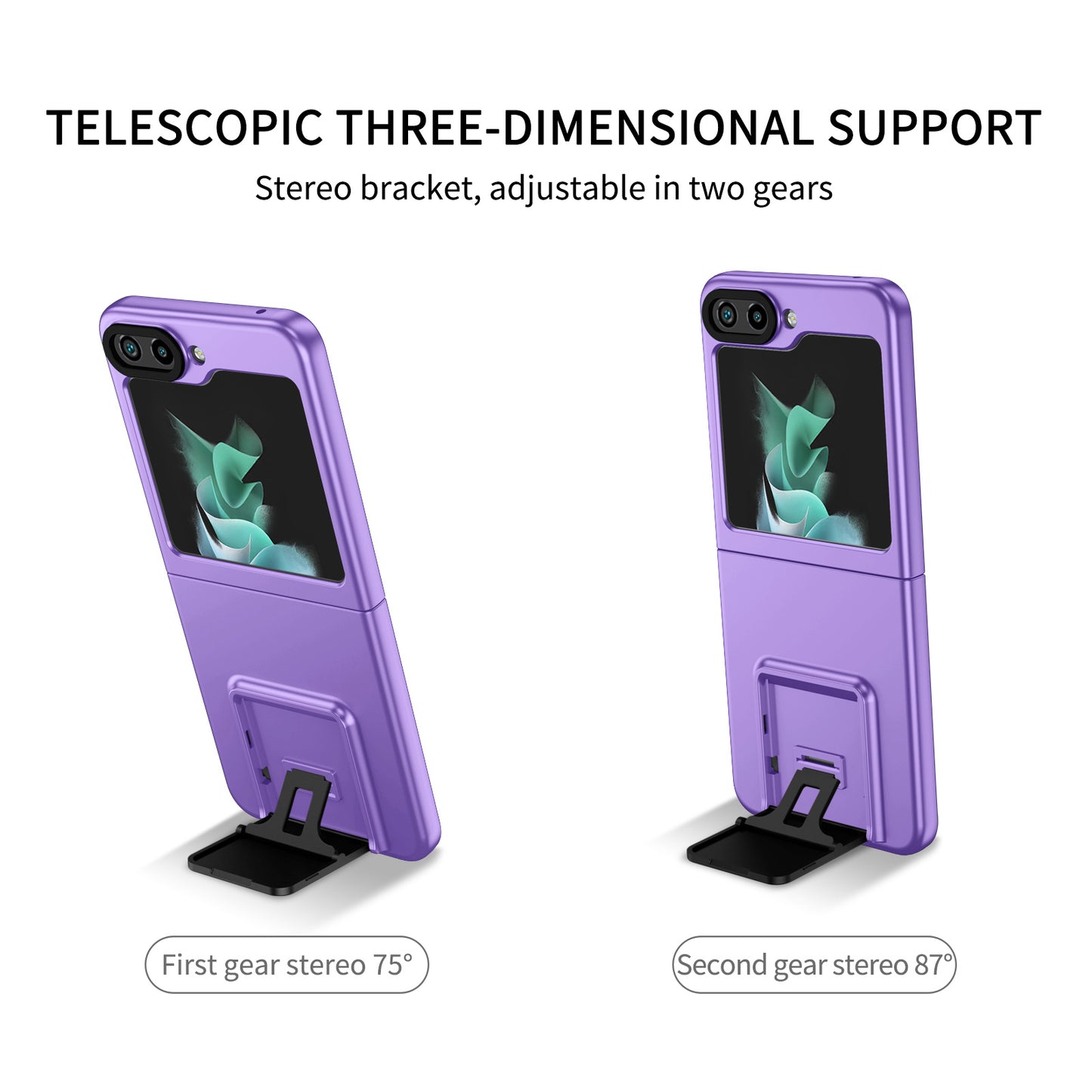 Uniqkart for Samsung Galaxy Z Flip5 5G Phone Case Shockproof Hard PC Cover with Kickstand - Purple