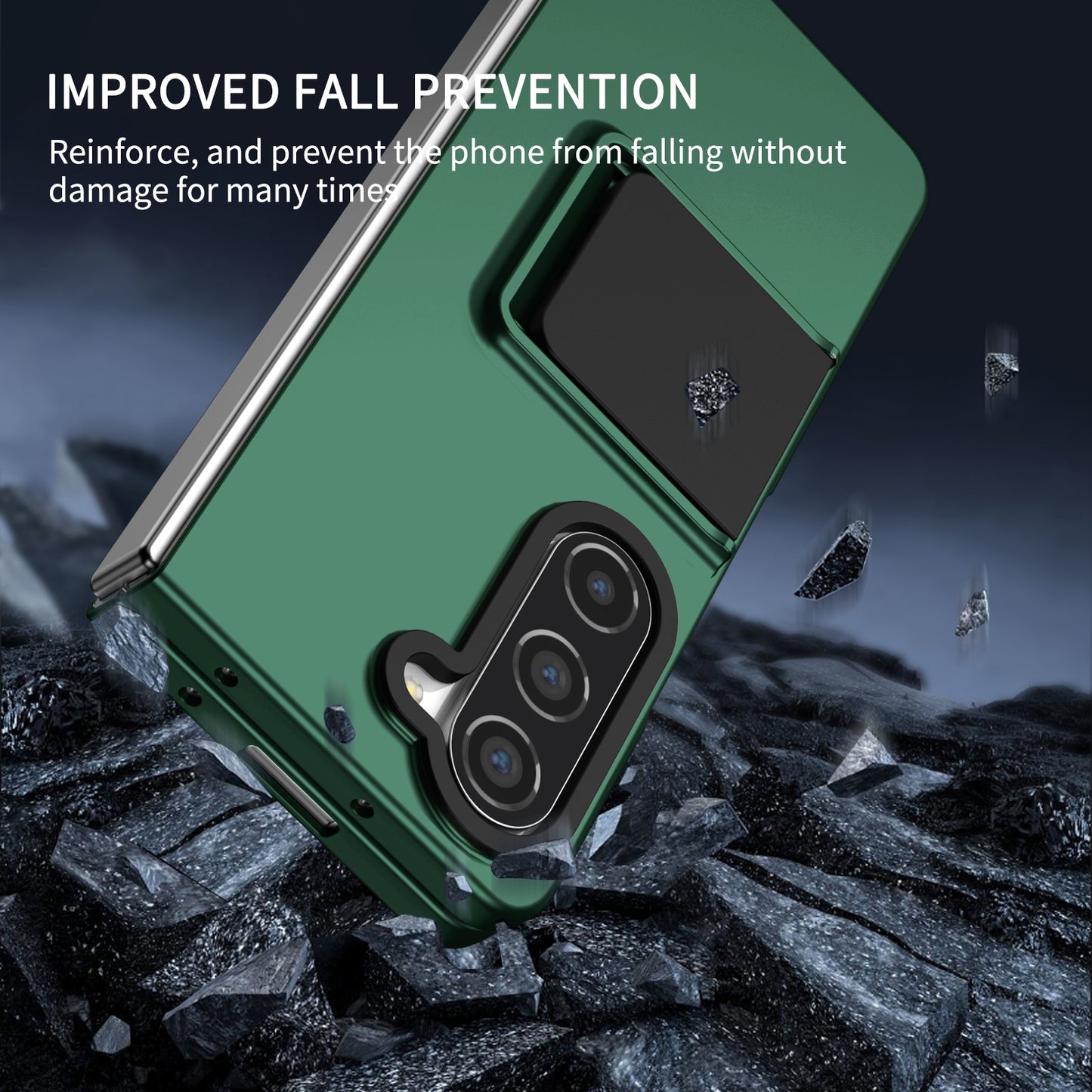 Uniqkart for Samsung Galaxy Z Fold5 5G Kickstand Phone Case Drop-proof Hard PC Cover - Green