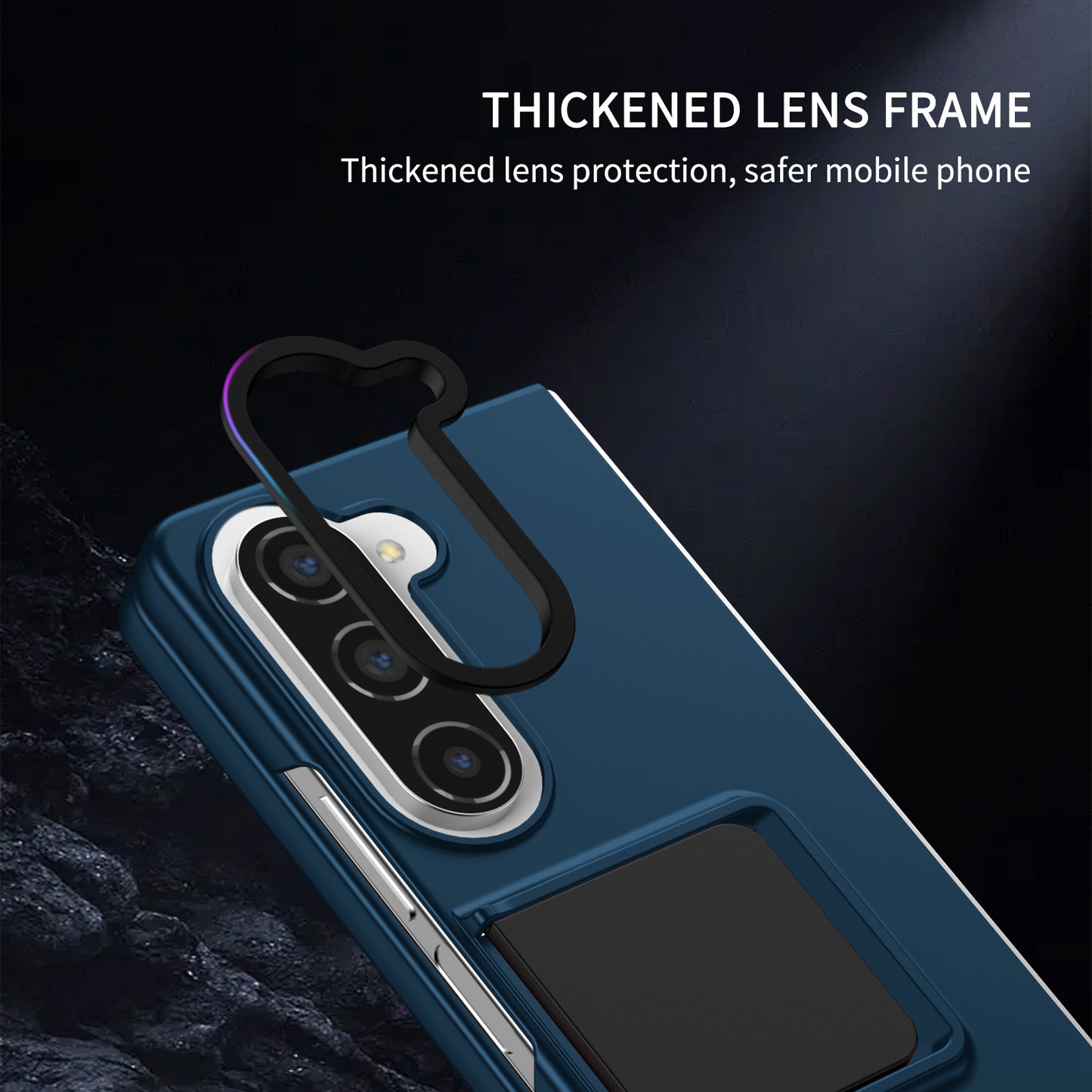 Uniqkart for Samsung Galaxy Z Fold5 5G Kickstand Phone Case Drop-proof Hard PC Cover - Blue