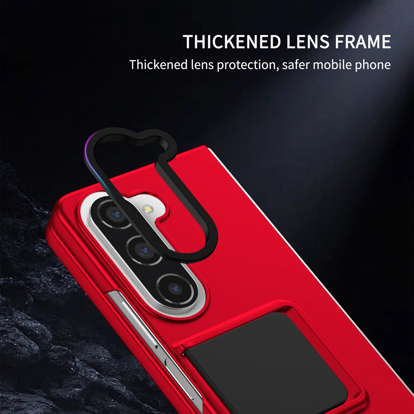 Uniqkart for Samsung Galaxy Z Fold5 5G Kickstand Phone Case Drop-proof Hard PC Cover - Red
