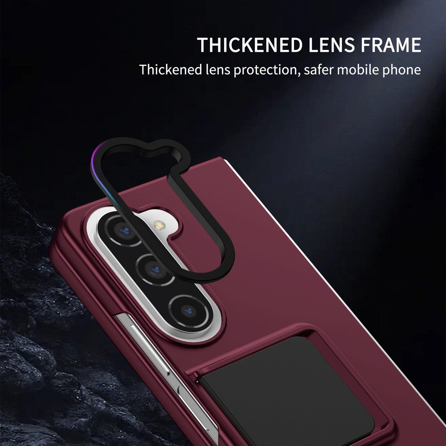 Uniqkart for Samsung Galaxy Z Fold5 5G Kickstand Phone Case Drop-proof Hard PC Cover - Wine Red