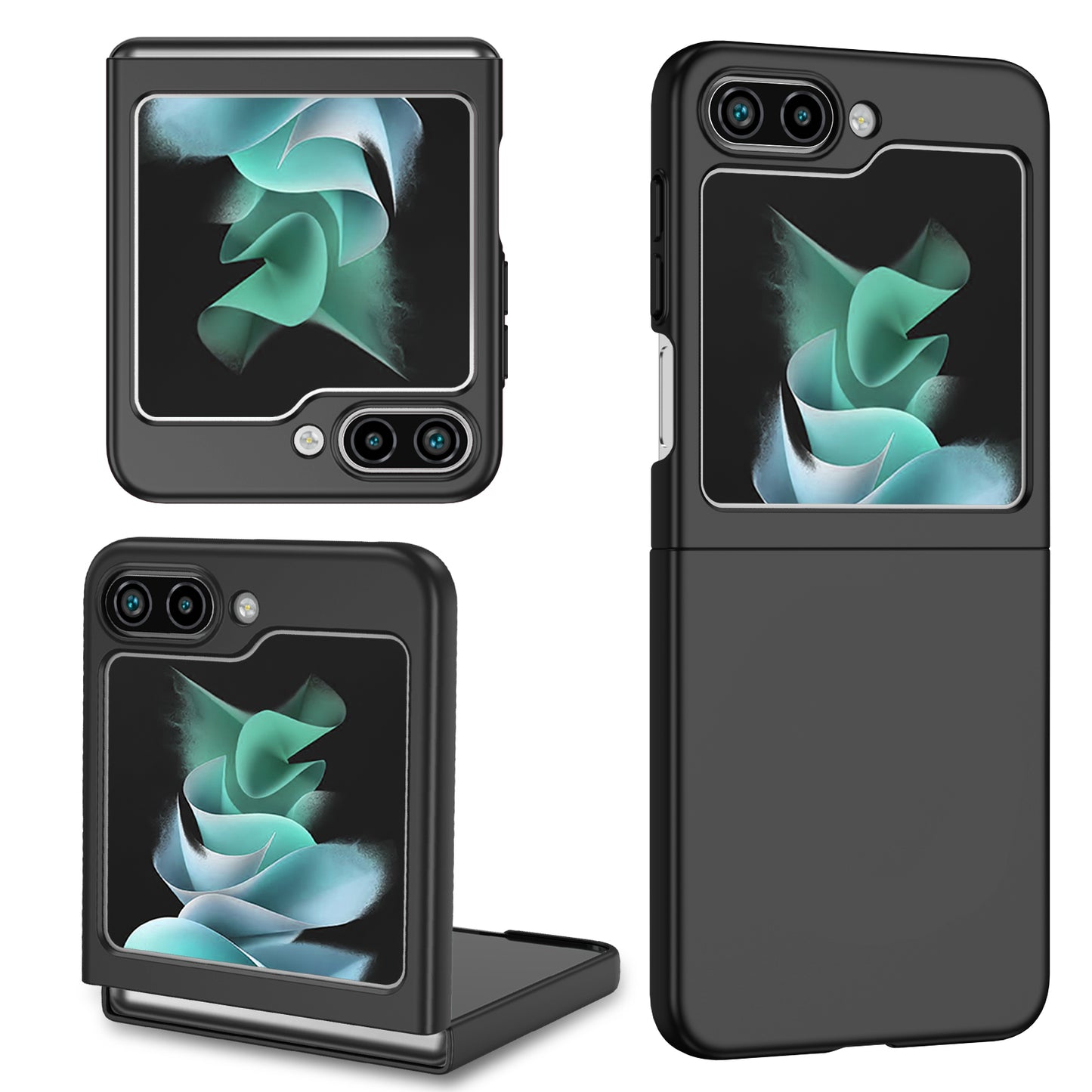 Uniqkart for Samsung Galaxy Z Flip5 5G Shockproof Hard PC Cover Folding Phone Protective Case - Black