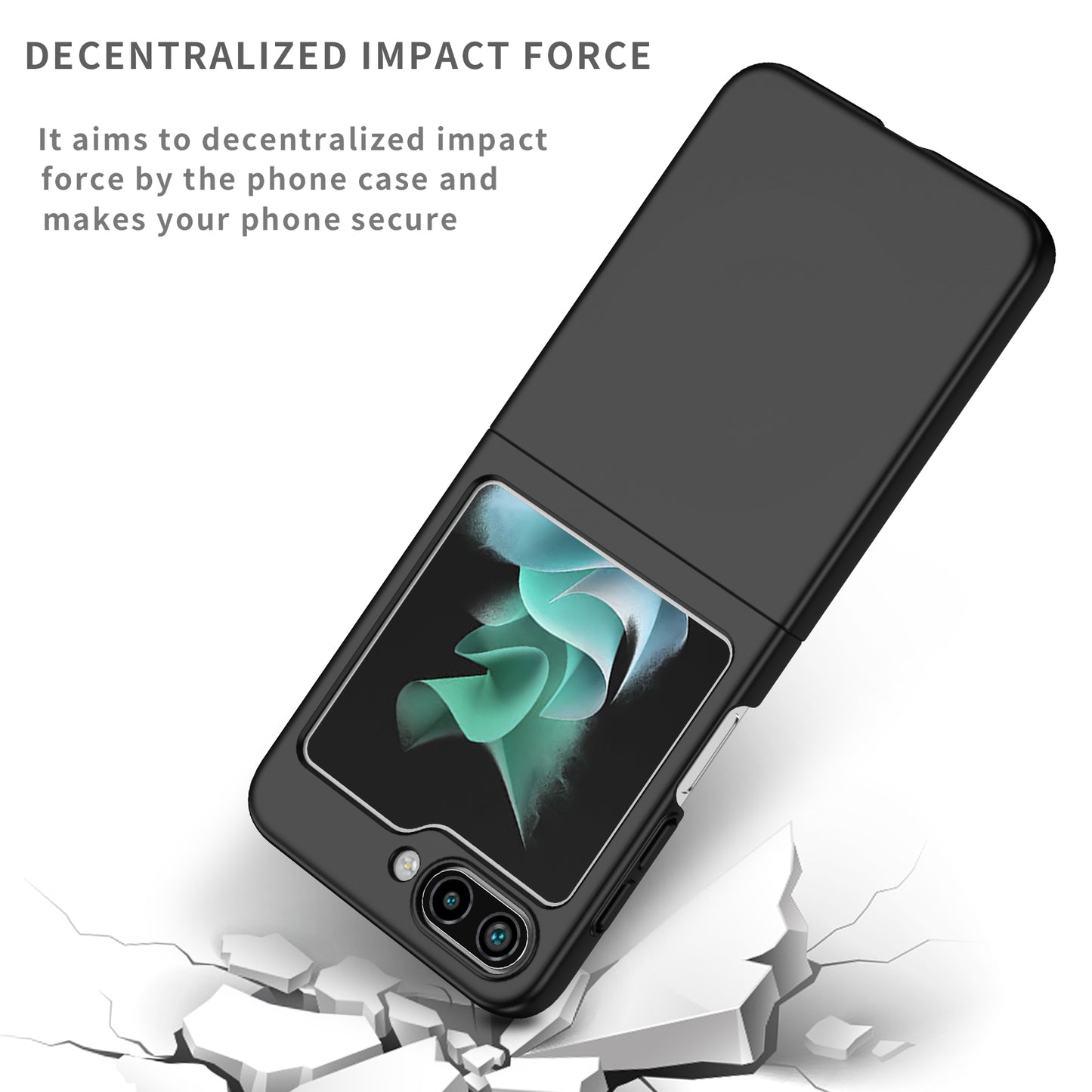 Uniqkart for Samsung Galaxy Z Flip5 5G Shockproof Hard PC Cover Folding Phone Protective Case - Black