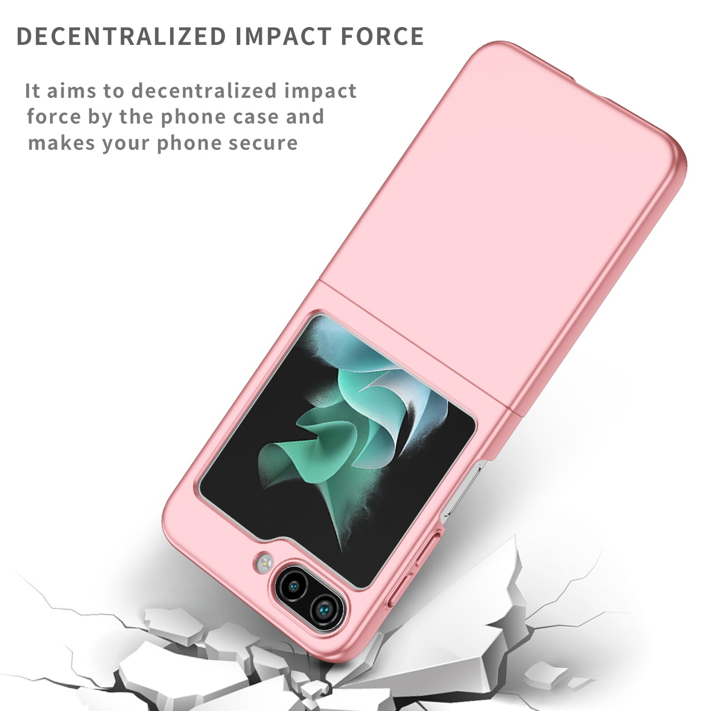 Uniqkart for Samsung Galaxy Z Flip5 5G Shockproof Hard PC Cover Folding Phone Protective Case - Pink