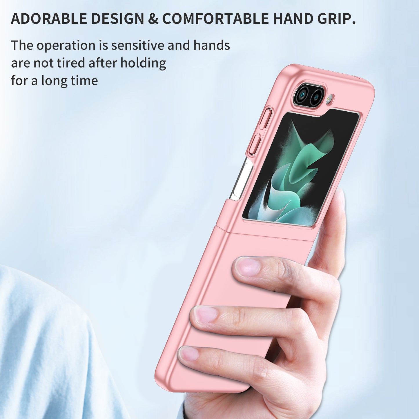 Uniqkart for Samsung Galaxy Z Flip5 5G Shockproof Hard PC Cover Folding Phone Protective Case - Pink