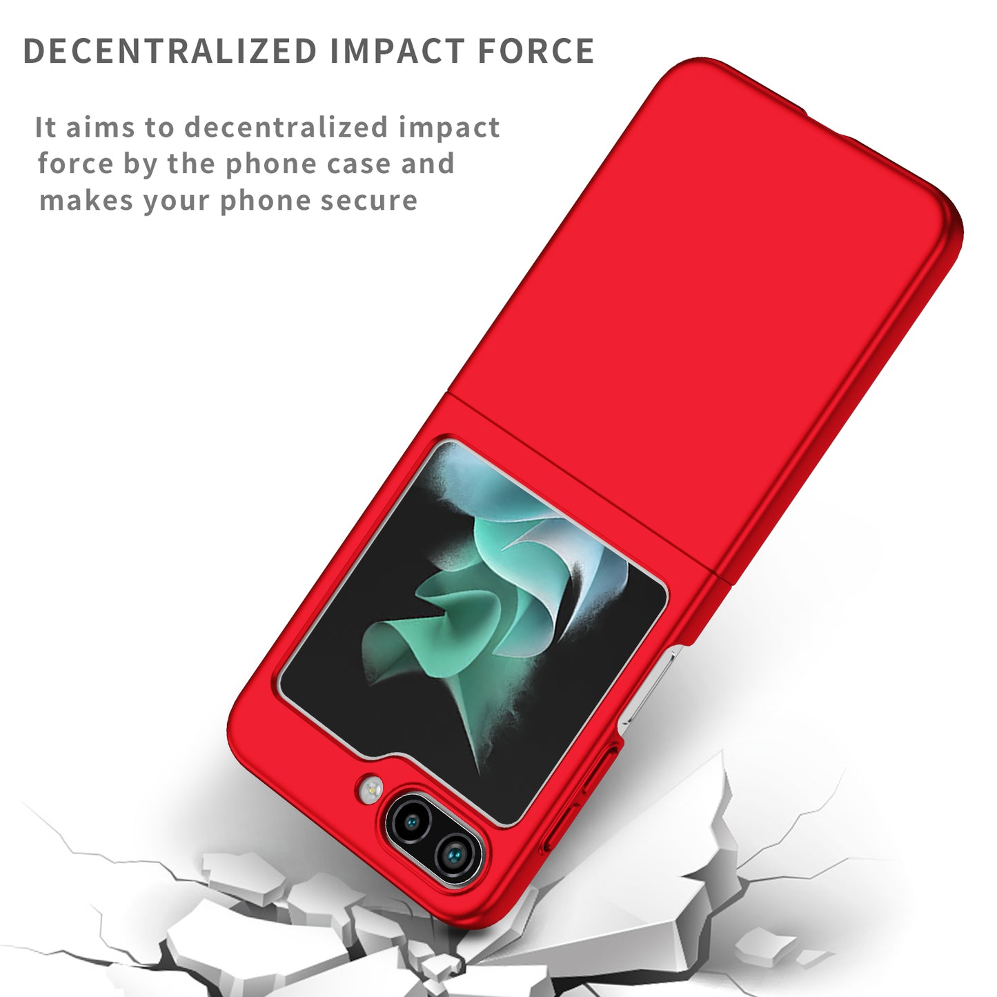 Uniqkart for Samsung Galaxy Z Flip5 5G Shockproof Hard PC Cover Folding Phone Protective Case - Red