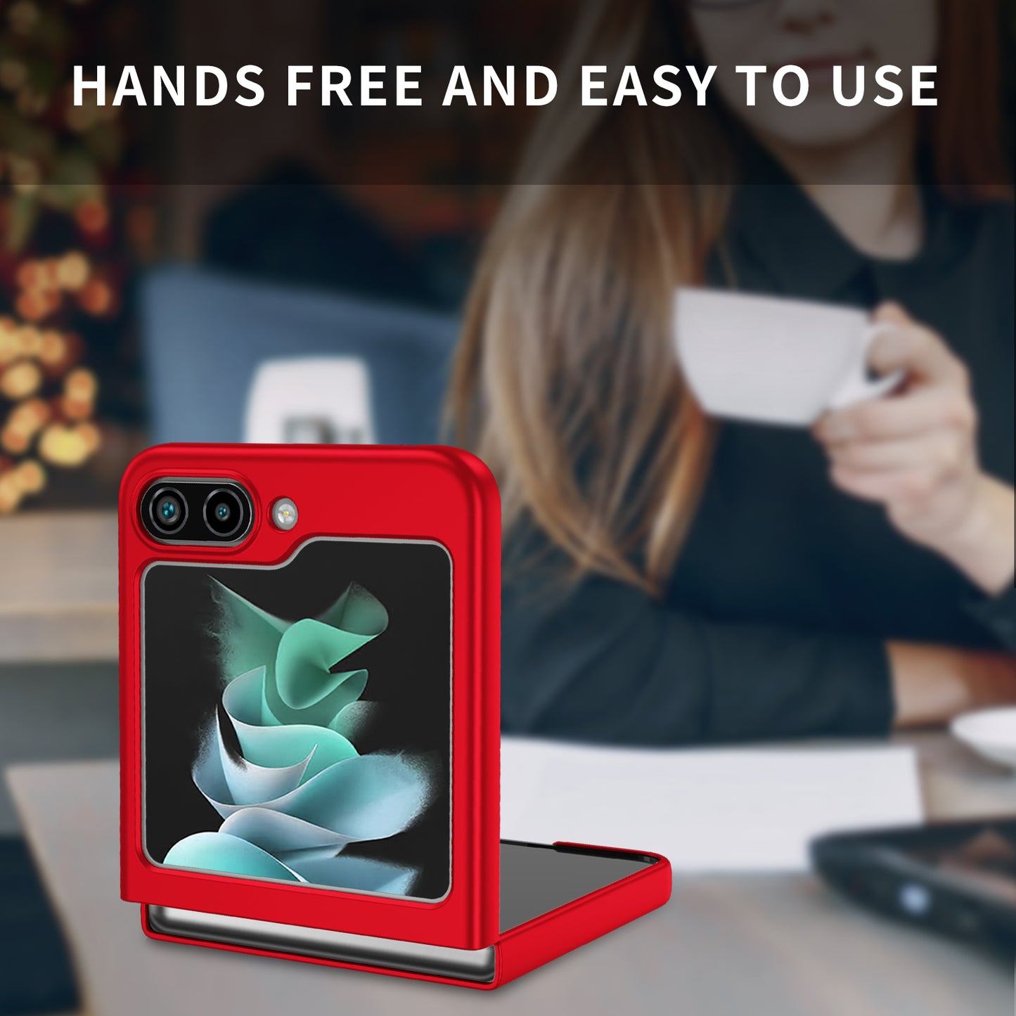 Uniqkart for Samsung Galaxy Z Flip5 5G Shockproof Hard PC Cover Folding Phone Protective Case - Red