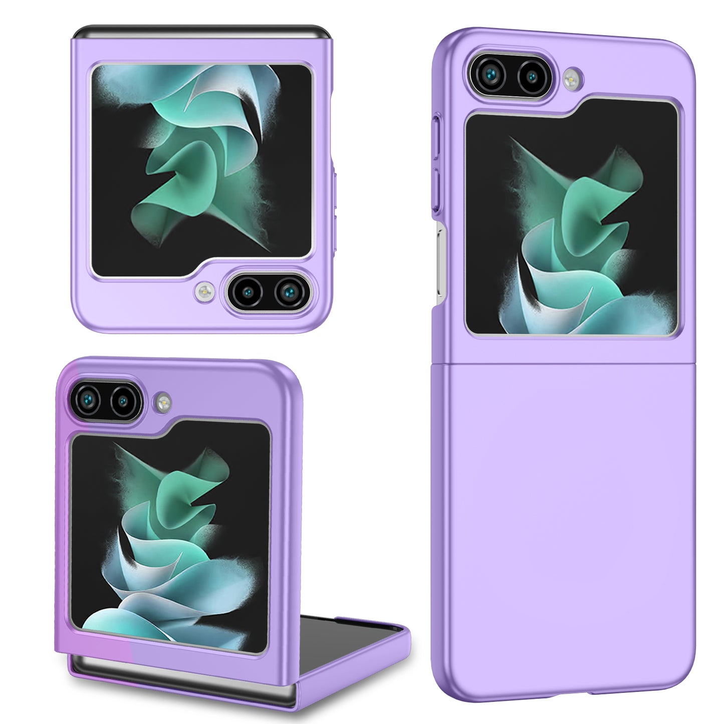 Uniqkart for Samsung Galaxy Z Flip5 5G Shockproof Hard PC Cover Folding Phone Protective Case - Purple