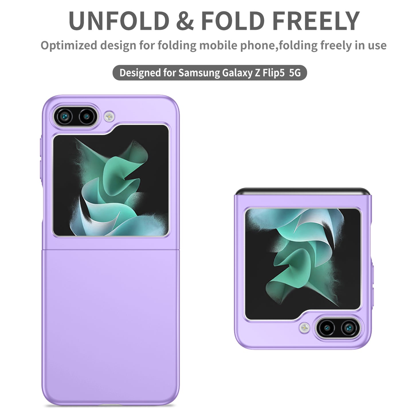 Uniqkart for Samsung Galaxy Z Flip5 5G Shockproof Hard PC Cover Folding Phone Protective Case - Purple