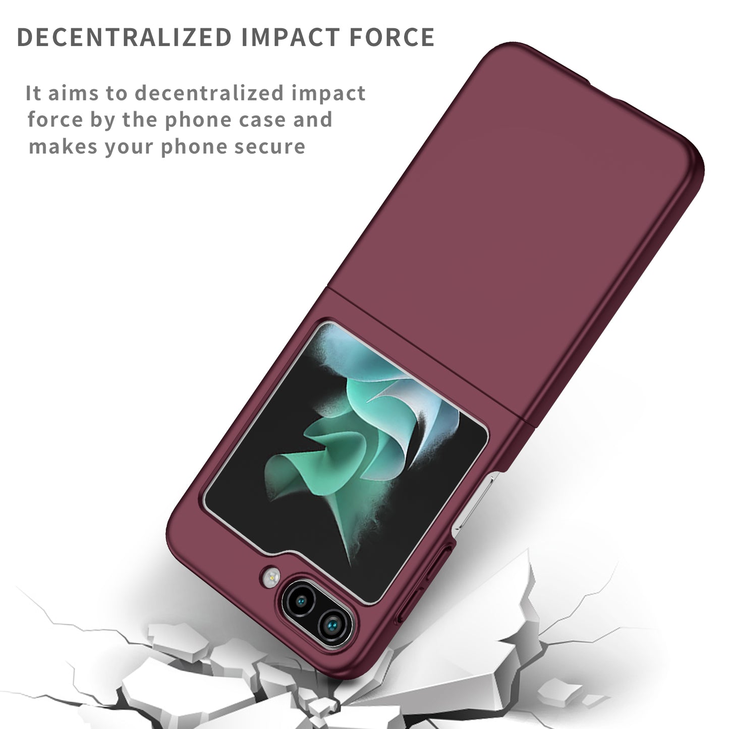 Uniqkart for Samsung Galaxy Z Flip5 5G Shockproof Hard PC Cover Folding Phone Protective Case - Wine Red