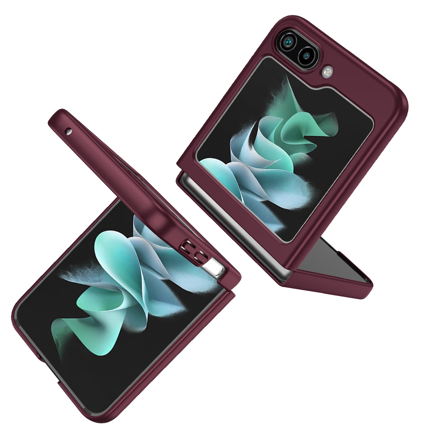 Uniqkart for Samsung Galaxy Z Flip5 5G Shockproof Hard PC Cover Folding Phone Protective Case - Wine Red