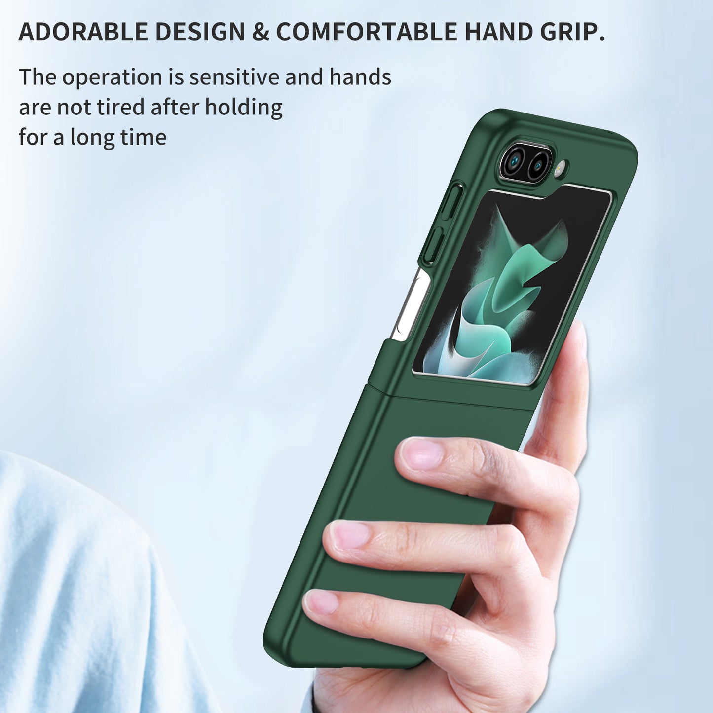 Uniqkart for Samsung Galaxy Z Flip5 5G Shockproof Hard PC Cover Folding Phone Protective Case - Blackish Green