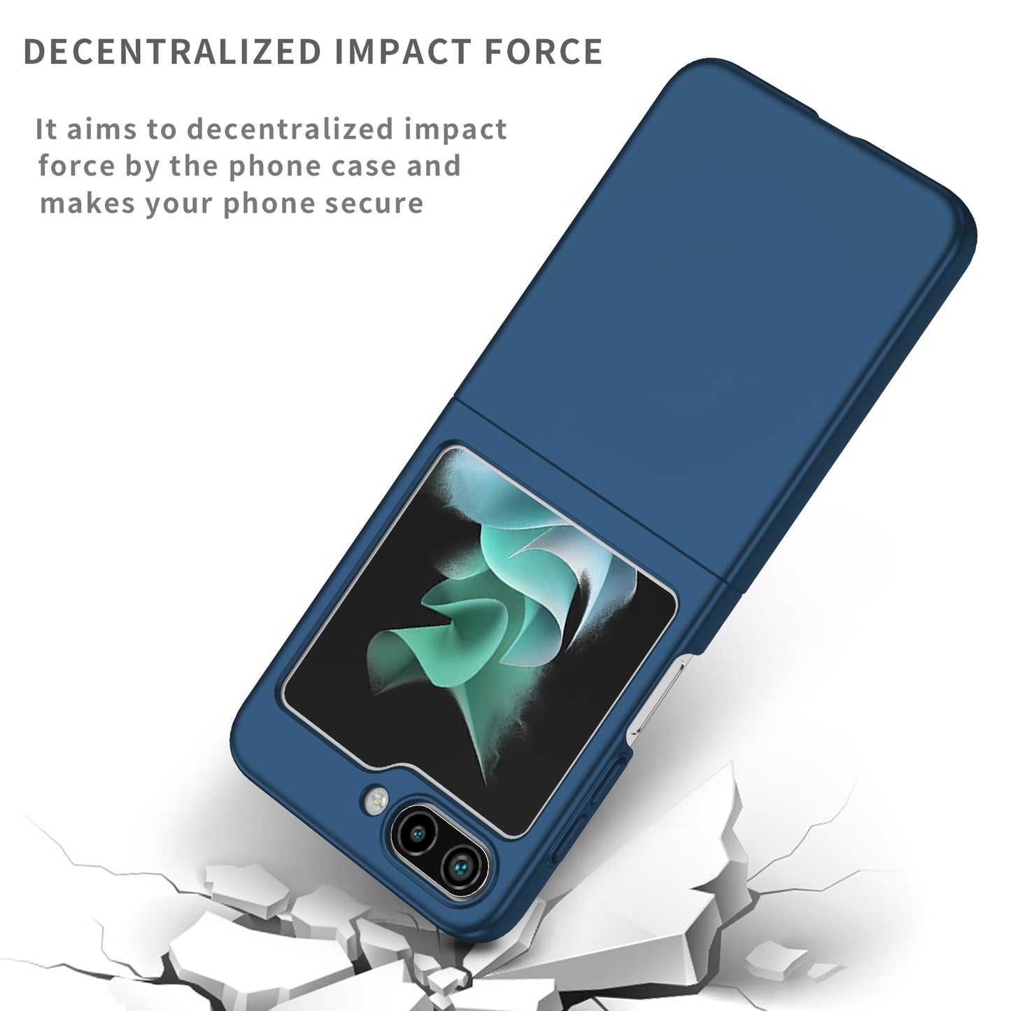 Uniqkart for Samsung Galaxy Z Flip5 5G Shockproof Hard PC Cover Folding Phone Protective Case - Blue