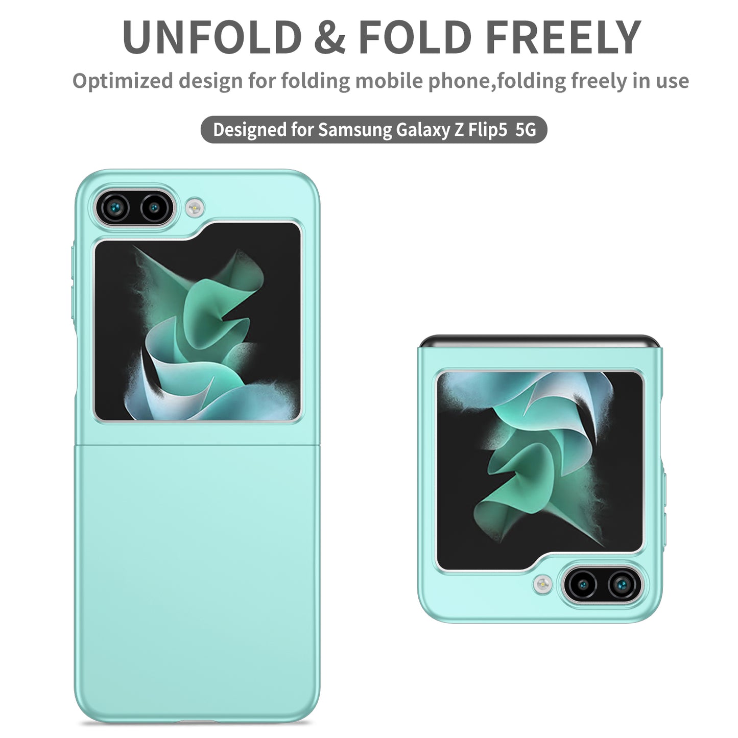 Uniqkart for Samsung Galaxy Z Flip5 5G Shockproof Hard PC Cover Folding Phone Protective Case - Green