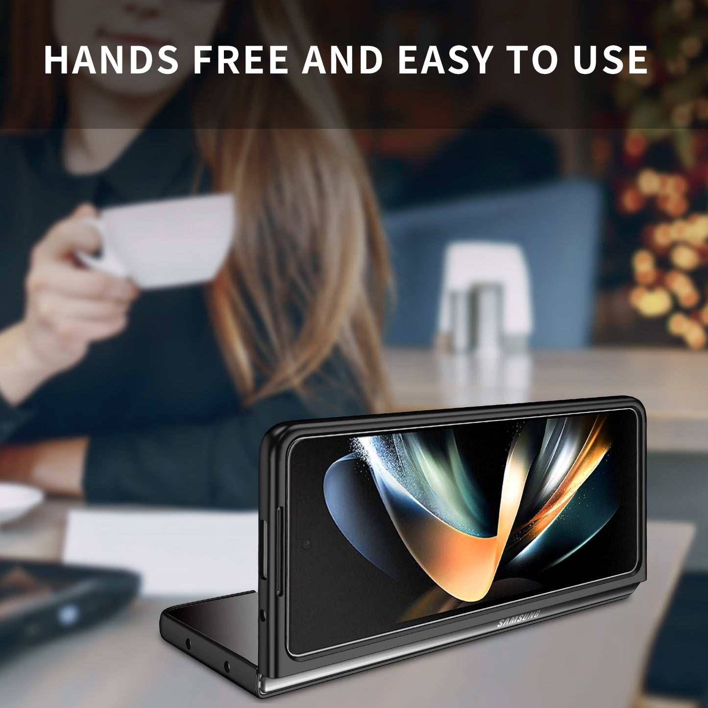 Uniqkart for Samsung Galaxy Z Fold5 5G Hard PC Anti-drop Cover Folding Phone Protective Case - Black