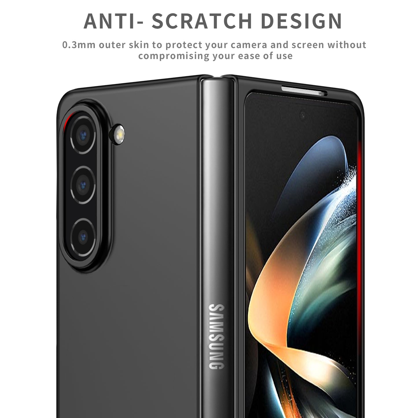 Uniqkart for Samsung Galaxy Z Fold5 5G Hard PC Anti-drop Cover Folding Phone Protective Case - Black