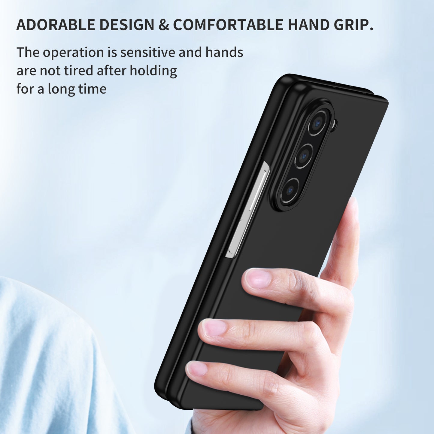 Uniqkart for Samsung Galaxy Z Fold5 5G Hard PC Anti-drop Cover Folding Phone Protective Case - Black