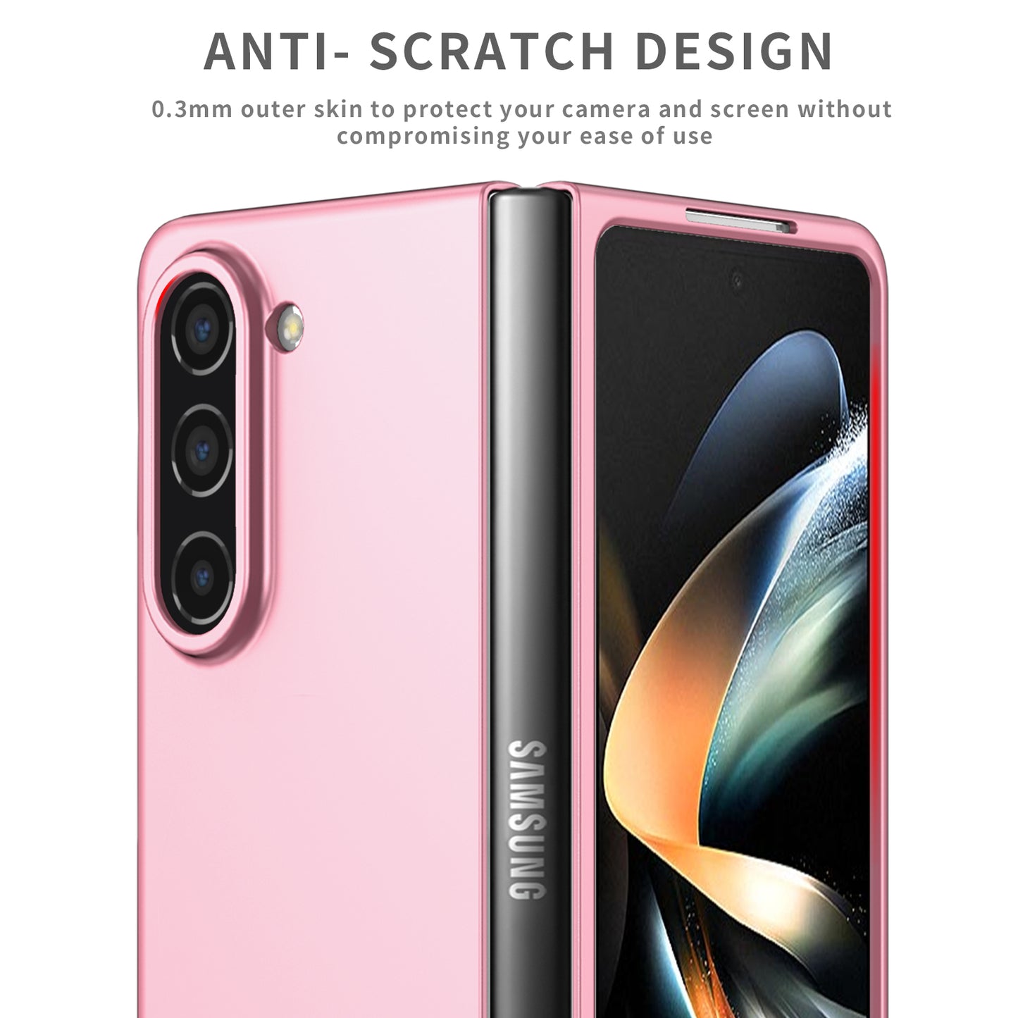 Uniqkart for Samsung Galaxy Z Fold5 5G Hard PC Anti-drop Cover Folding Phone Protective Case - Pink
