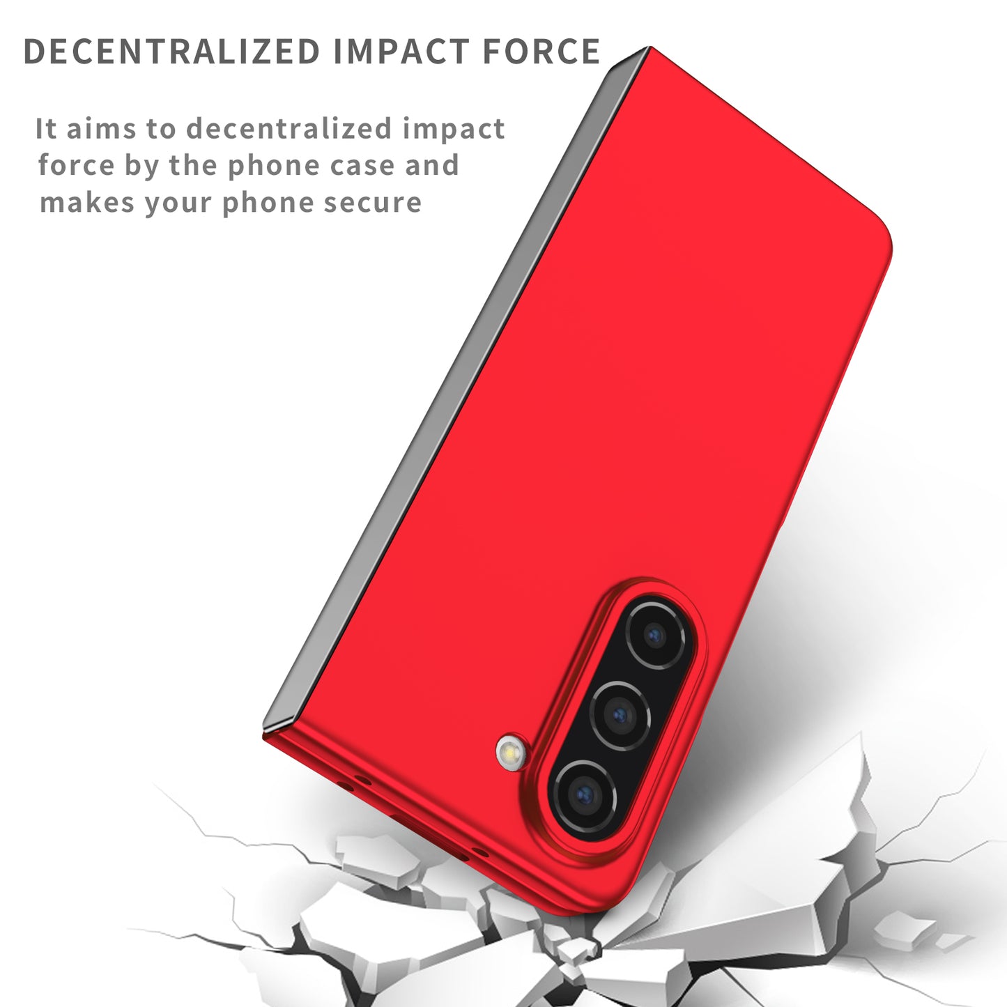Uniqkart for Samsung Galaxy Z Fold5 5G Hard PC Anti-drop Cover Folding Phone Protective Case - Red