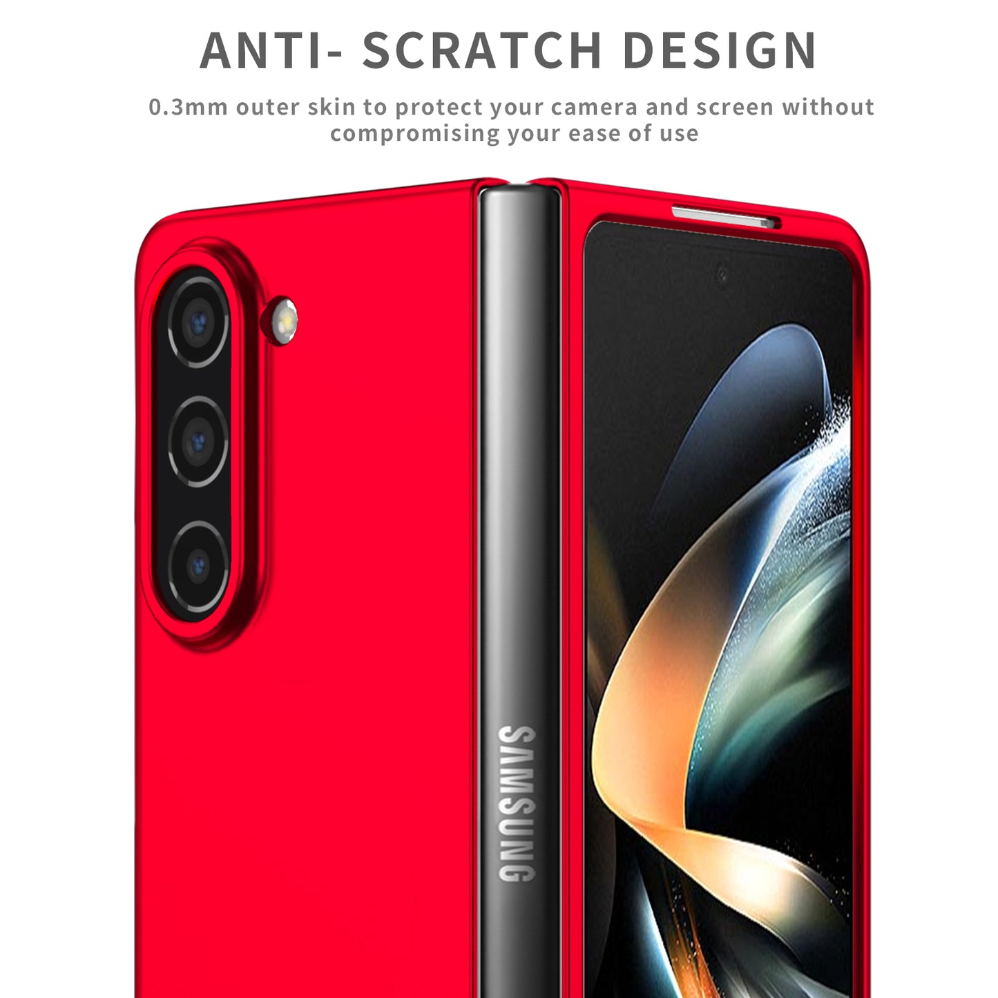 Uniqkart for Samsung Galaxy Z Fold5 5G Hard PC Anti-drop Cover Folding Phone Protective Case - Red