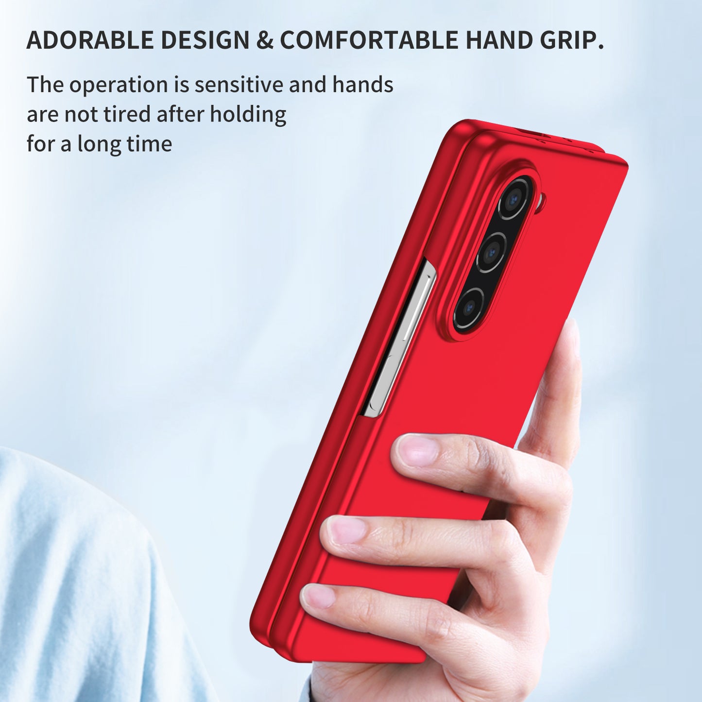 Uniqkart for Samsung Galaxy Z Fold5 5G Hard PC Anti-drop Cover Folding Phone Protective Case - Red