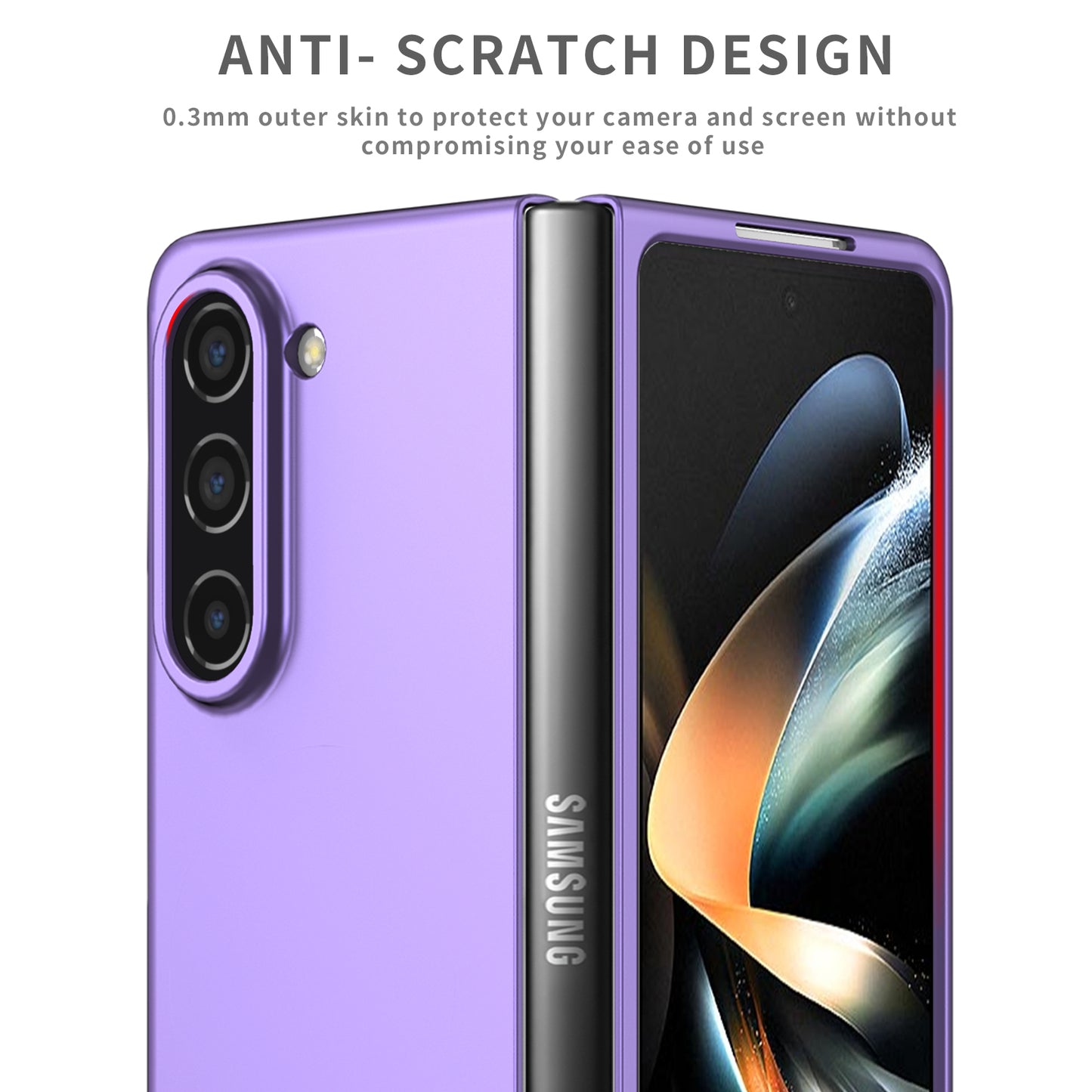 Uniqkart for Samsung Galaxy Z Fold5 5G Hard PC Anti-drop Cover Folding Phone Protective Case - Purple