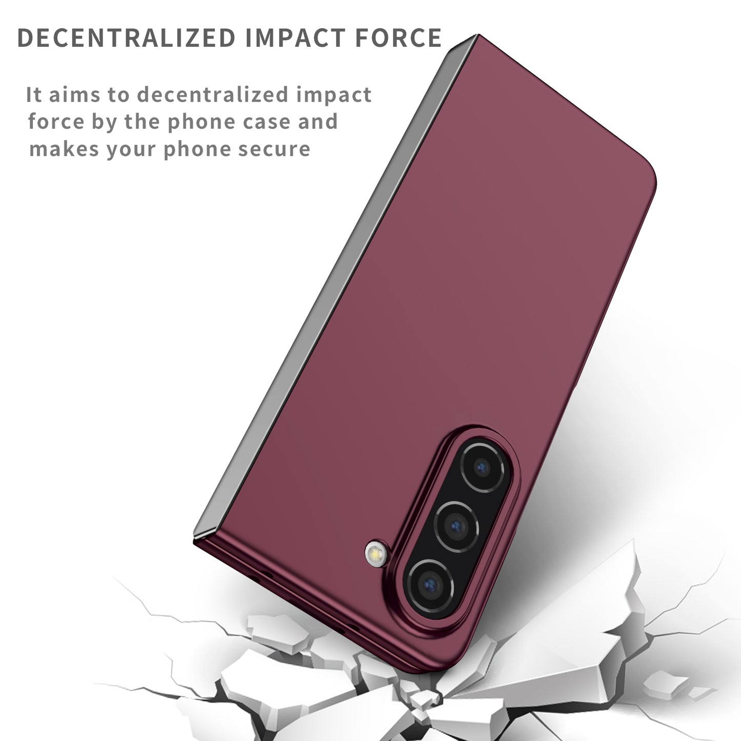 Uniqkart for Samsung Galaxy Z Fold5 5G Hard PC Anti-drop Cover Folding Phone Protective Case - Wine Red