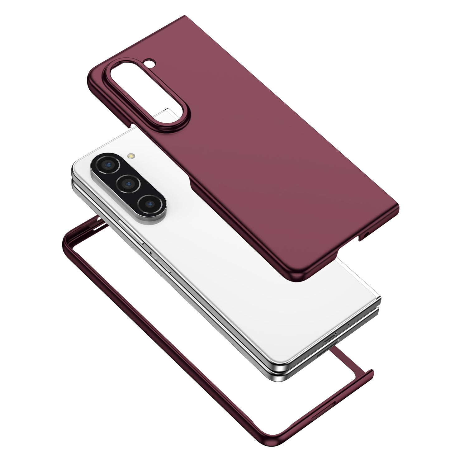 Uniqkart for Samsung Galaxy Z Fold5 5G Hard PC Anti-drop Cover Folding Phone Protective Case - Wine Red