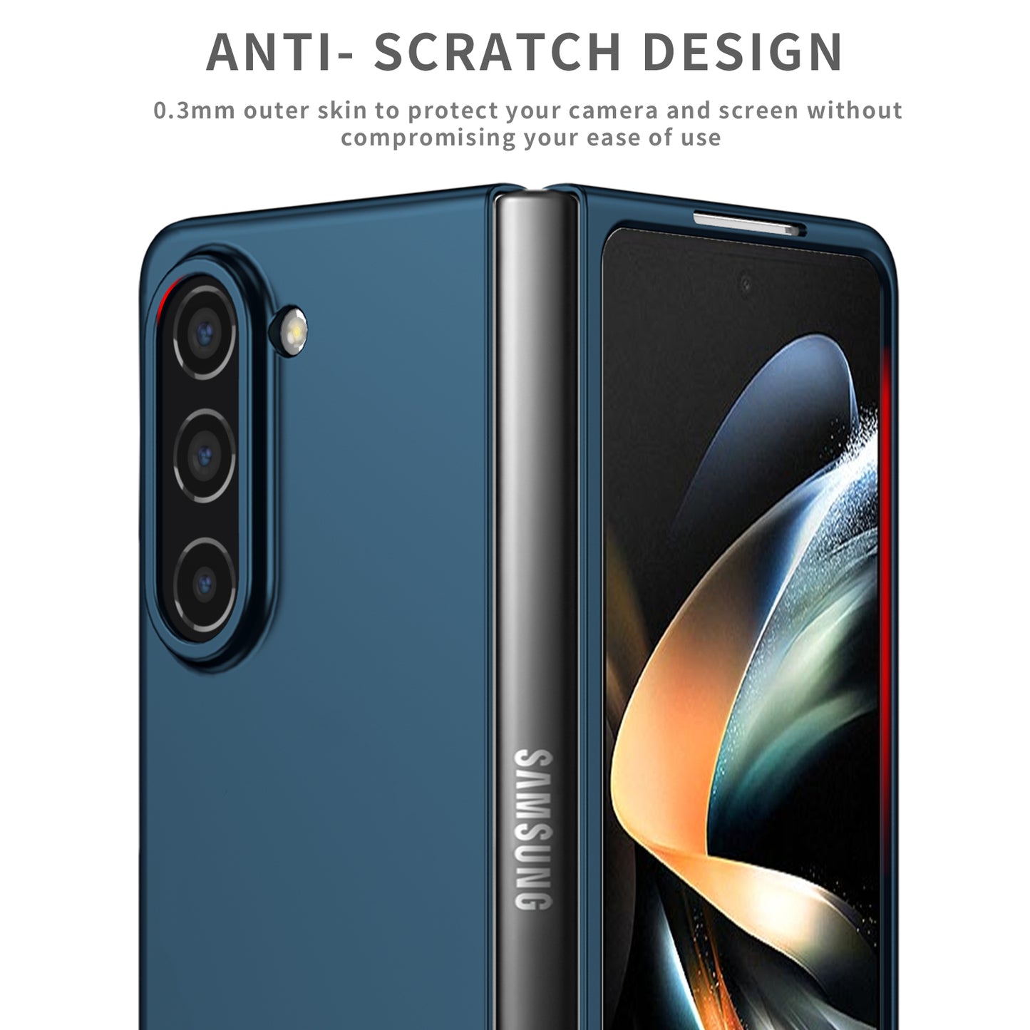Uniqkart for Samsung Galaxy Z Fold5 5G Hard PC Anti-drop Cover Folding Phone Protective Case - Blue