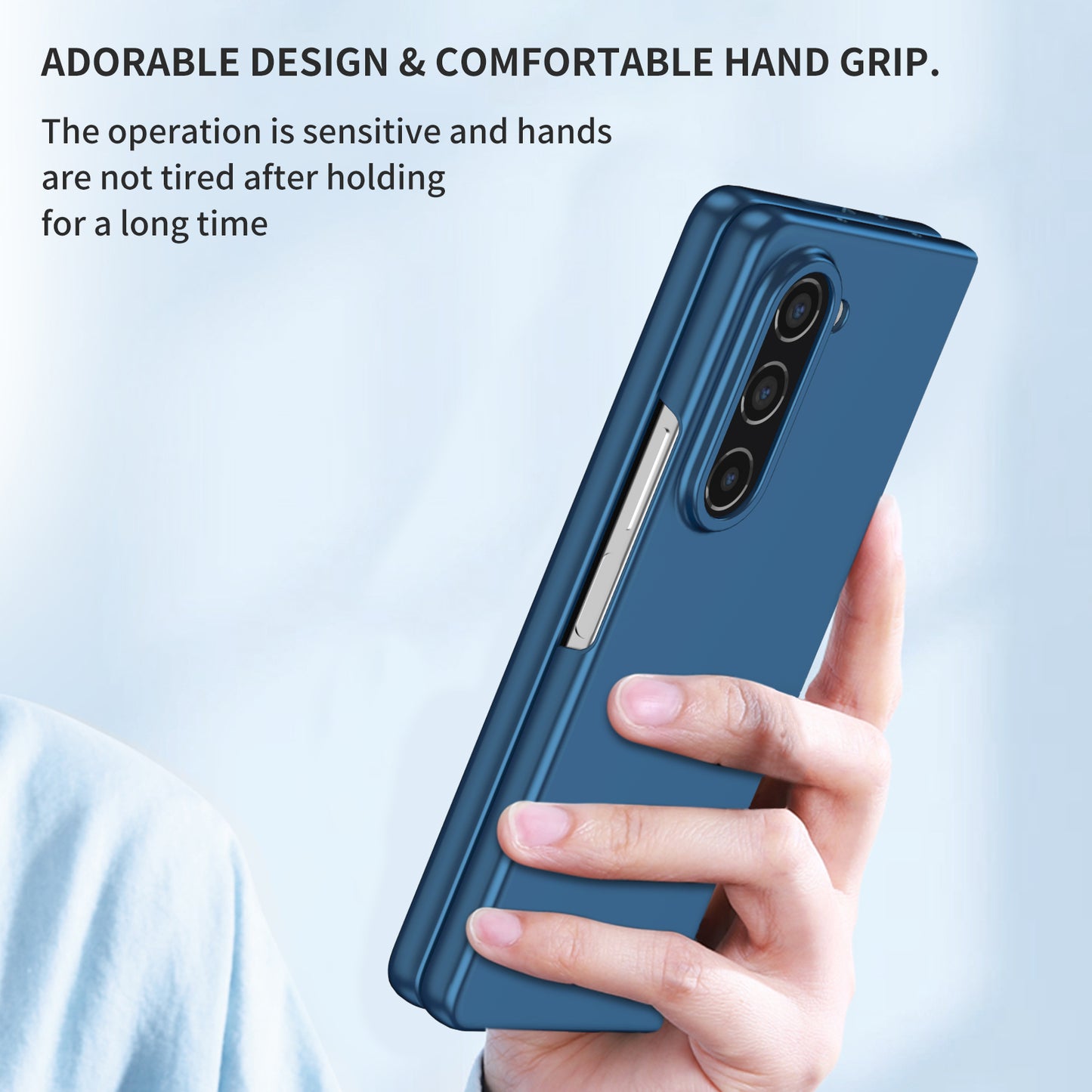 Uniqkart for Samsung Galaxy Z Fold5 5G Hard PC Anti-drop Cover Folding Phone Protective Case - Blue