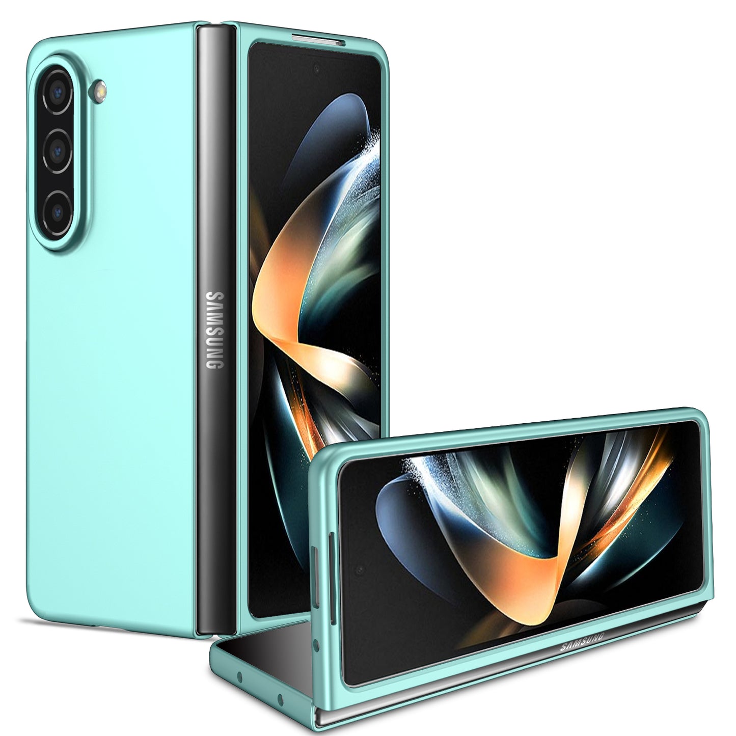 Uniqkart for Samsung Galaxy Z Fold5 5G Hard PC Anti-drop Cover Folding Phone Protective Case - Green