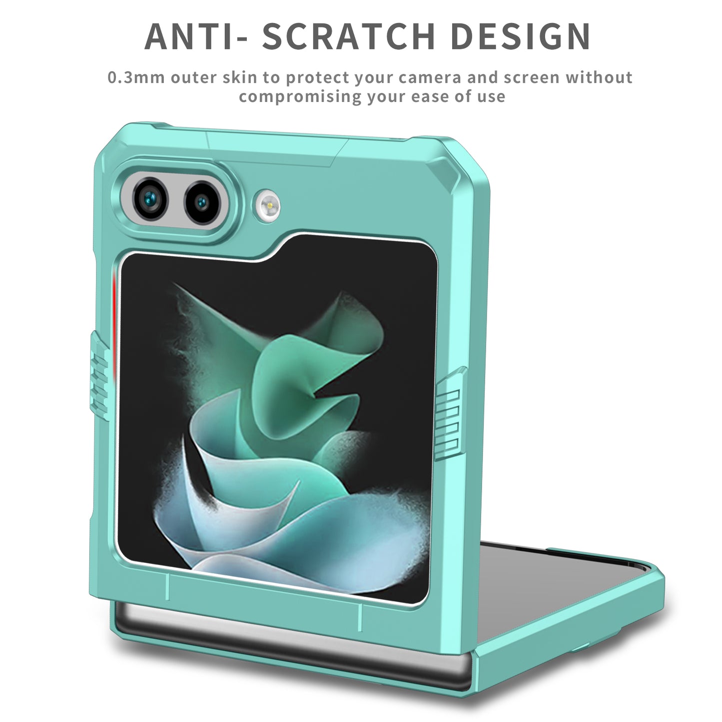 Uniqkart for Galaxy Z Flip5 5G PC Shockproof Cover Ring Kickstand Phone Case Support Magnetic Car Mount - Green