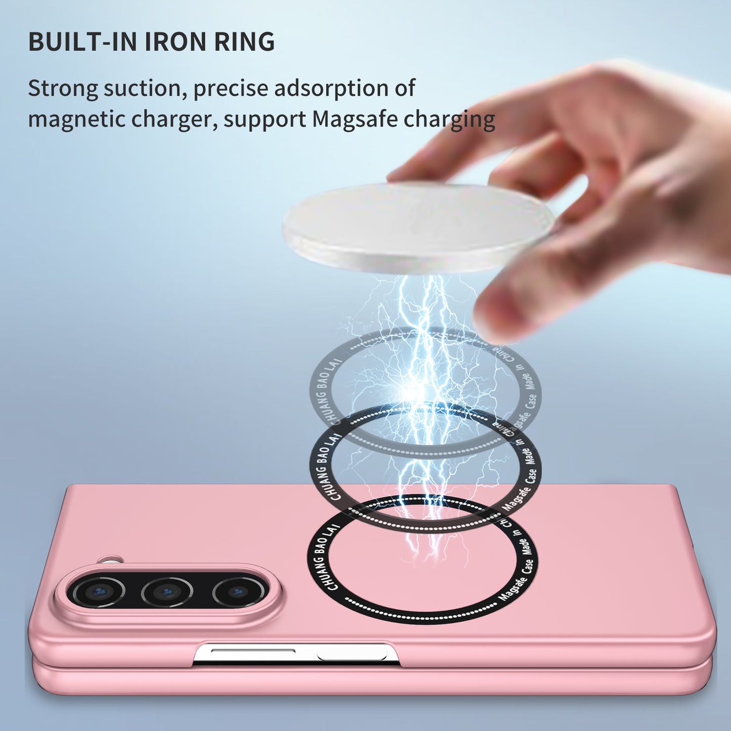 Uniqkart for Samsung Galaxy Z Fold5 5G Hard PC Phone Case Magnetic Cover Compatible with MagSafe - Pink