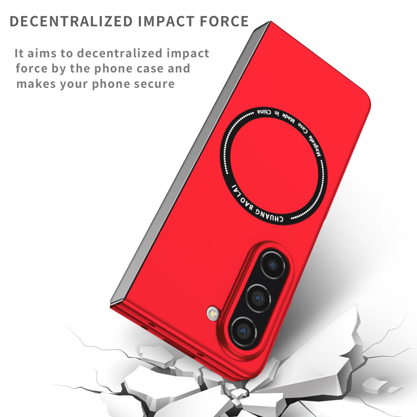 Uniqkart for Samsung Galaxy Z Fold5 5G Hard PC Phone Case Magnetic Cover Compatible with MagSafe - Red