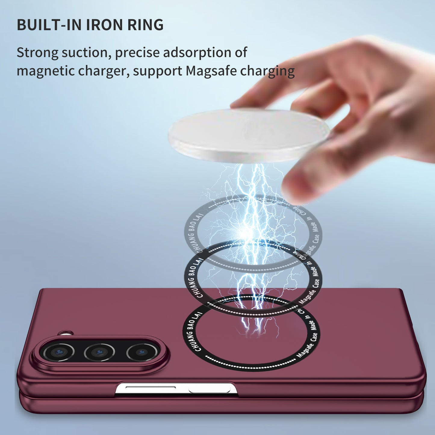 Uniqkart for Samsung Galaxy Z Fold5 5G Hard PC Phone Case Magnetic Cover Compatible with MagSafe - Wine Red