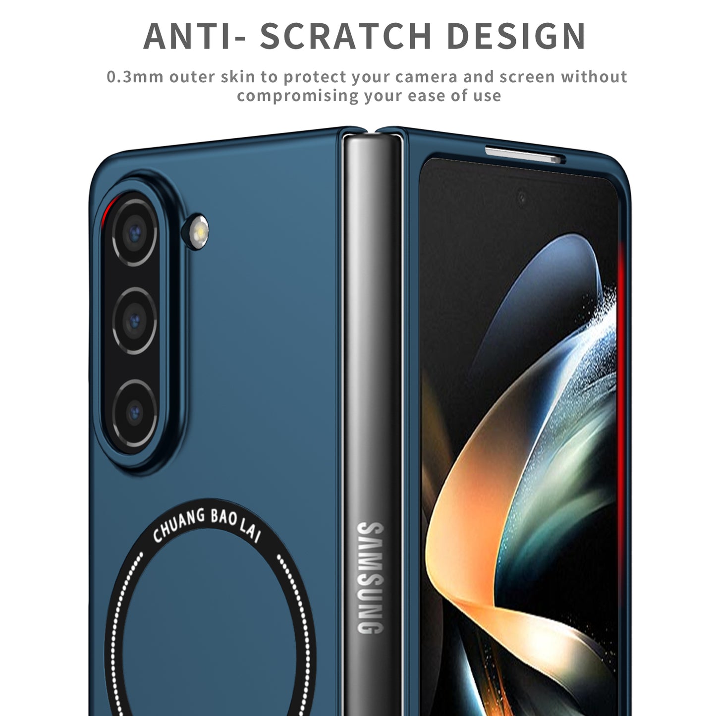 Uniqkart for Samsung Galaxy Z Fold5 5G Hard PC Phone Case Magnetic Cover Compatible with MagSafe - Sapphire