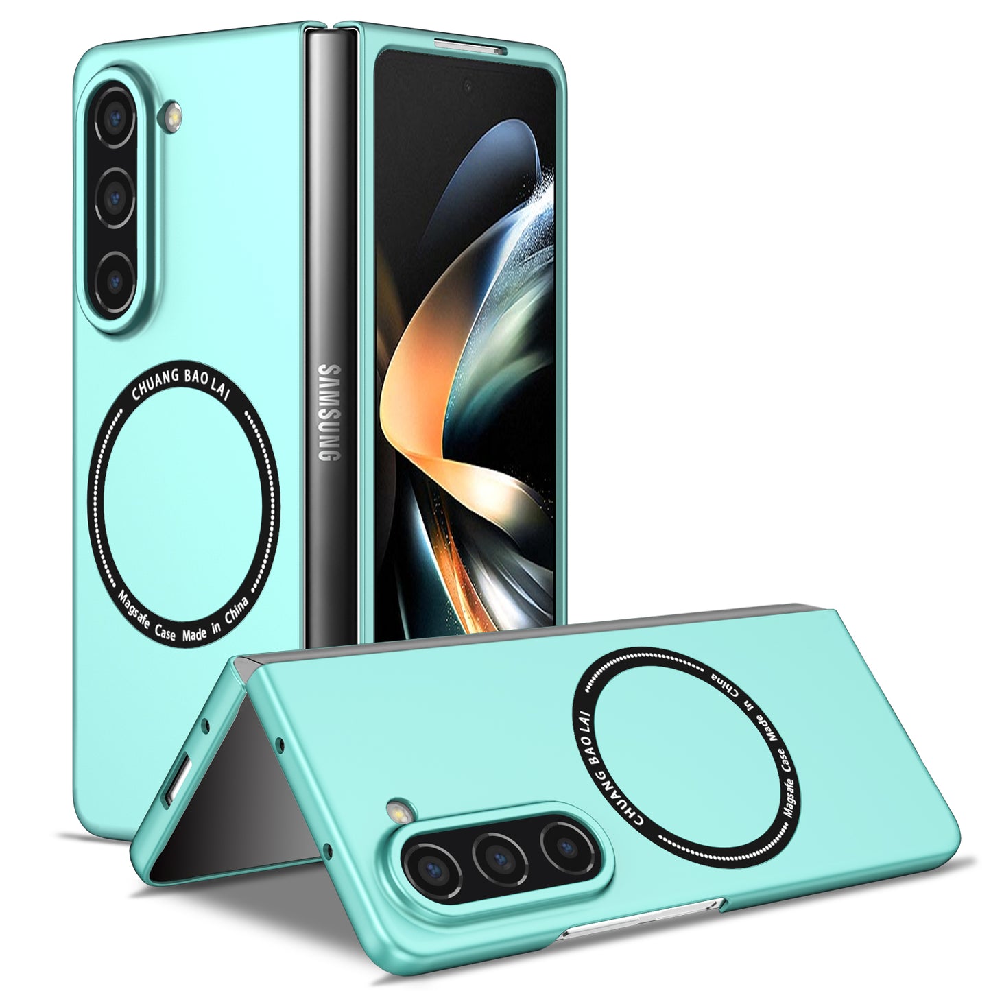 Uniqkart for Samsung Galaxy Z Fold5 5G Hard PC Phone Case Magnetic Cover Compatible with MagSafe - Light Green
