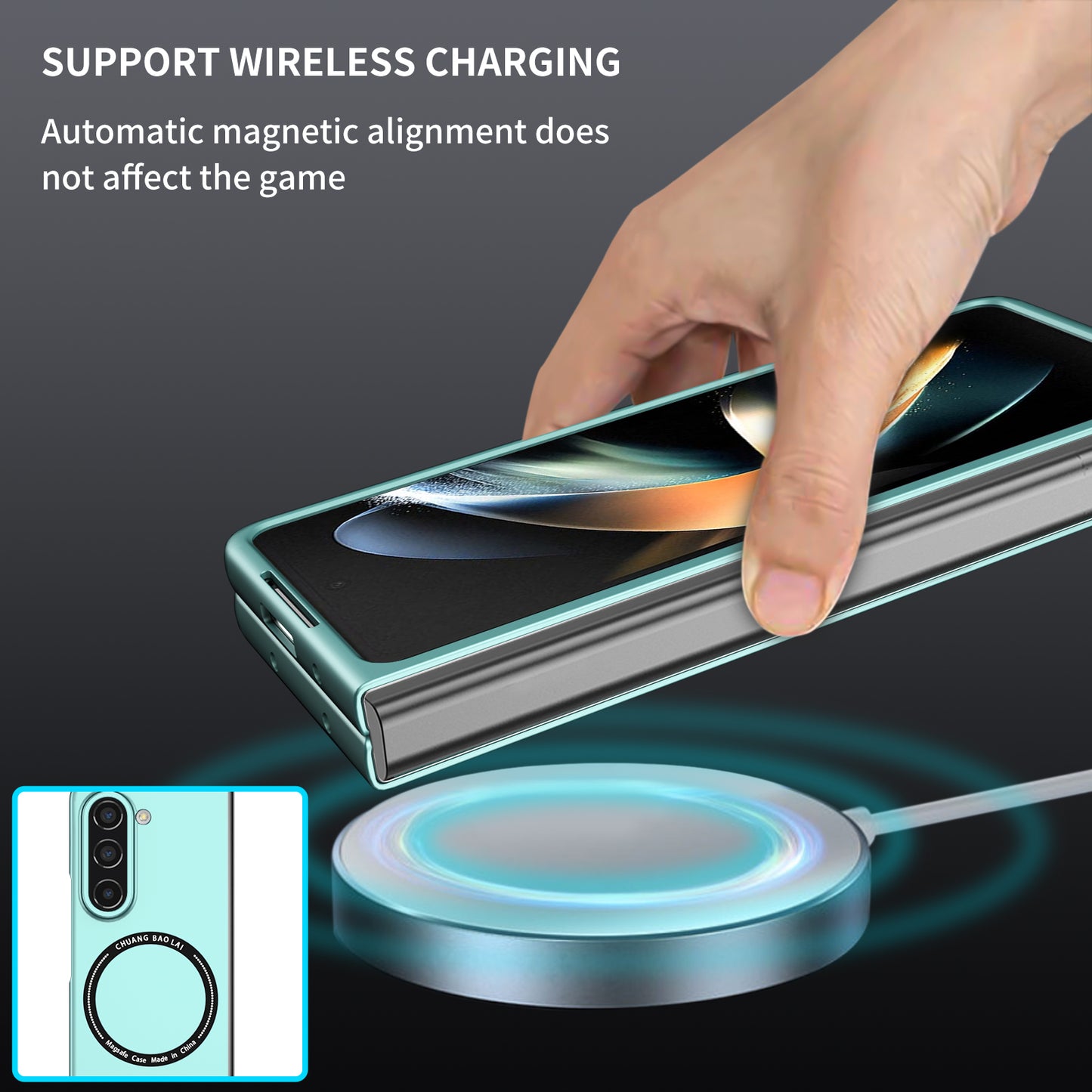 Uniqkart for Samsung Galaxy Z Fold5 5G Hard PC Phone Case Magnetic Cover Compatible with MagSafe - Light Green