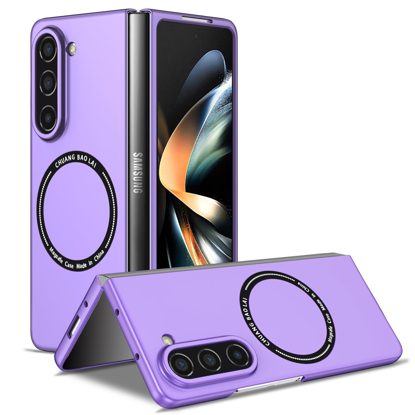 Uniqkart for Samsung Galaxy Z Fold5 5G Hard PC Phone Case Magnetic Cover Compatible with MagSafe - Purple