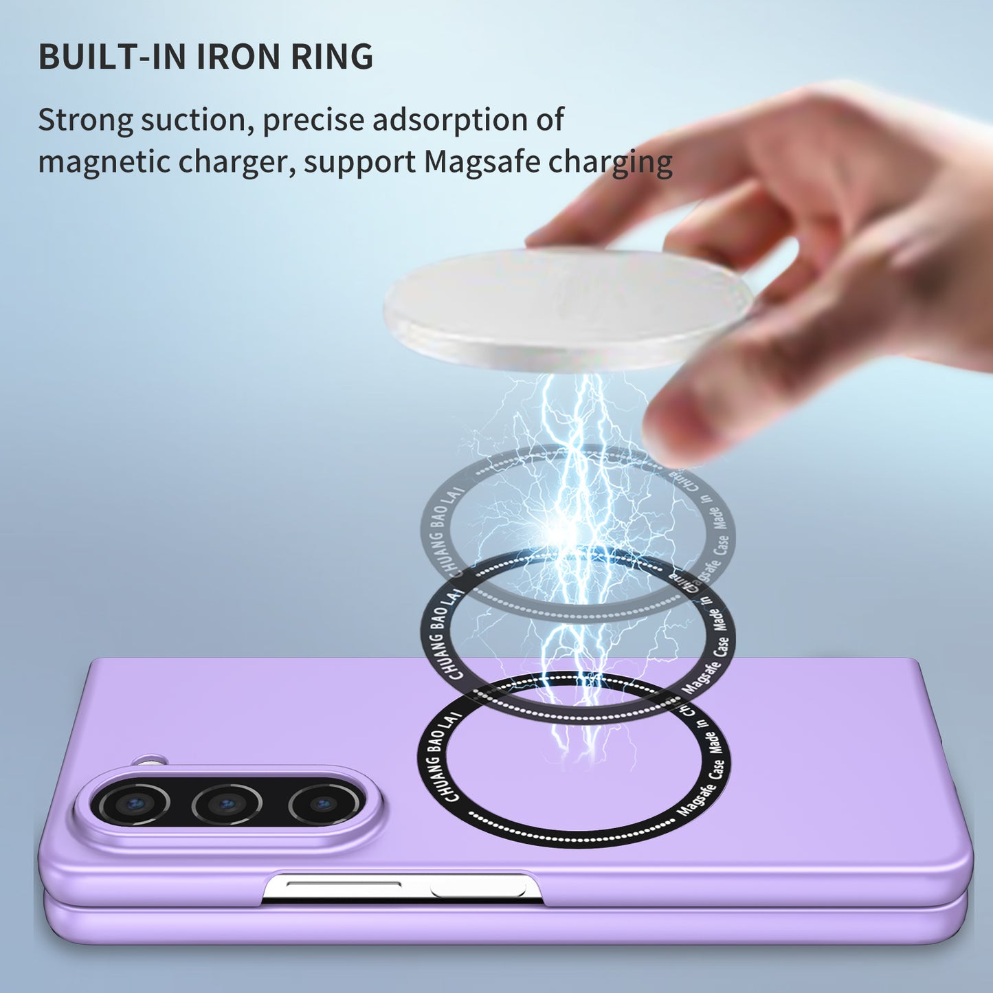Uniqkart for Samsung Galaxy Z Fold5 5G Hard PC Phone Case Magnetic Cover Compatible with MagSafe - Purple